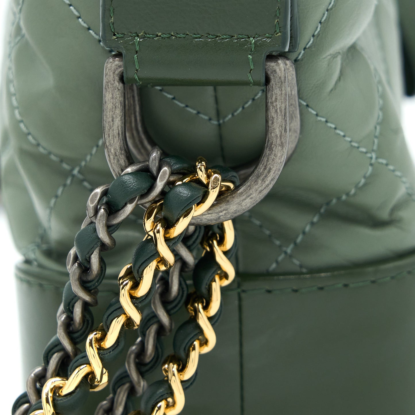 Chanel Small Gabrielle Hobo Bag Aged Calfskin Multicolour Green Multicolour Hardware