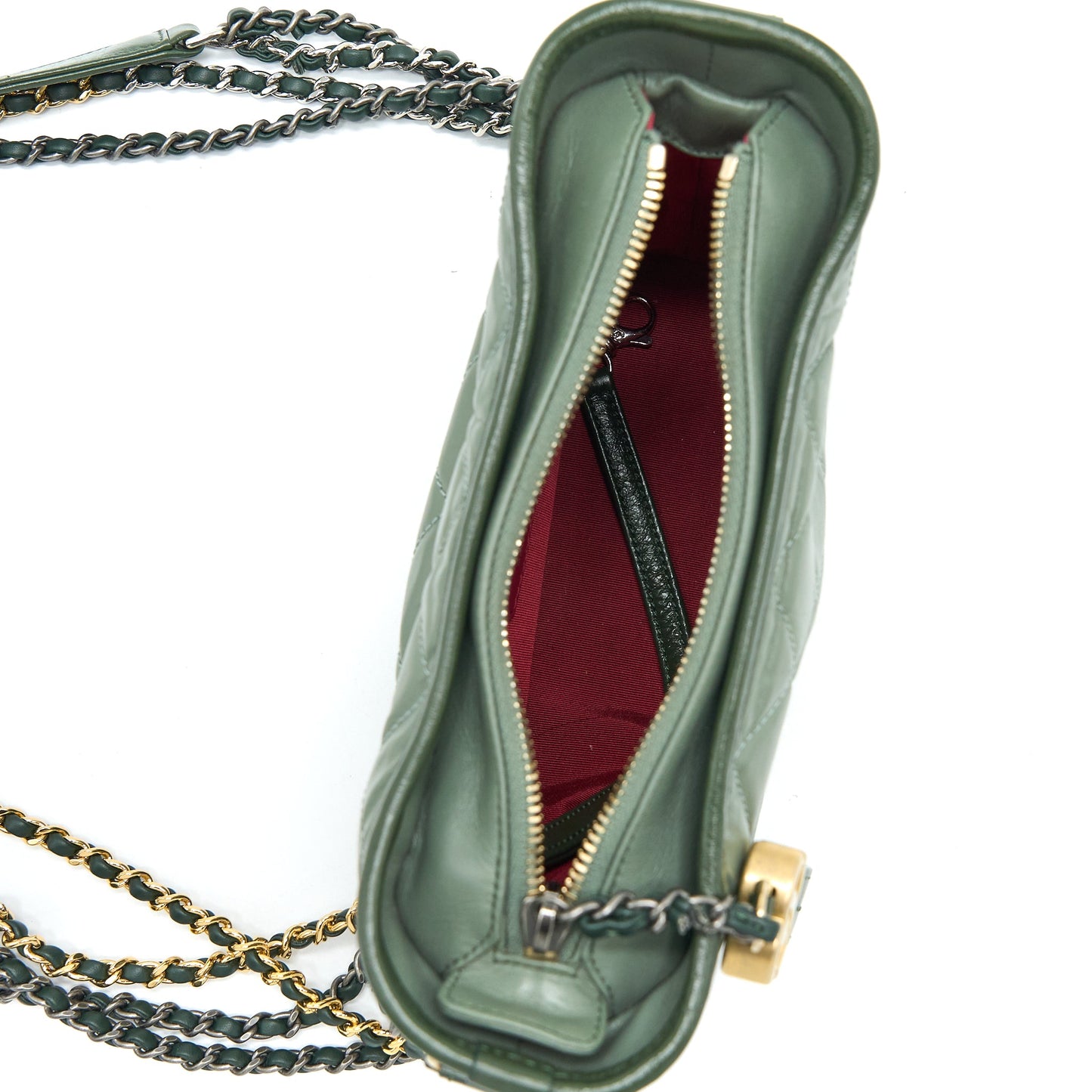 Chanel Small Gabrielle Hobo Bag Aged Calfskin Multicolour Green Multicolour Hardware