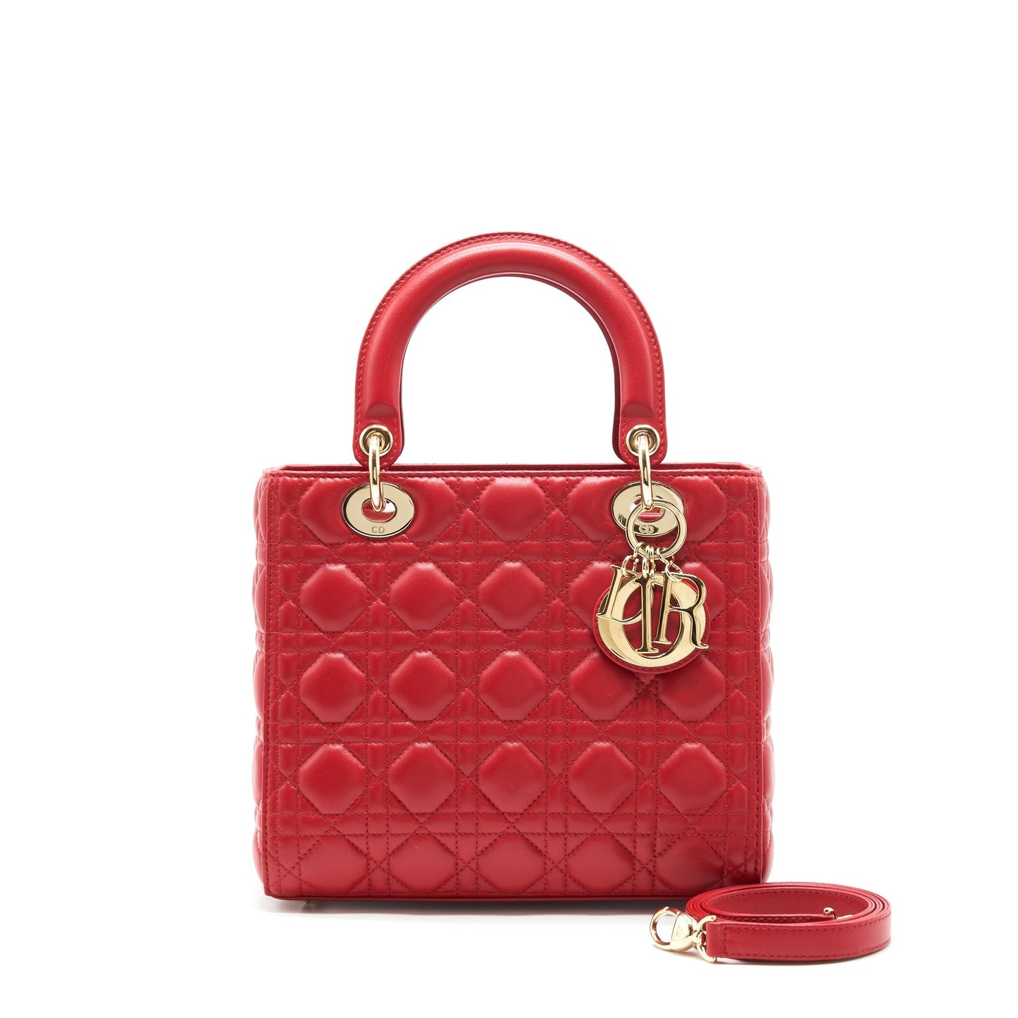 Luxury Dior medium lady Luxury Dior lambskin red GHW