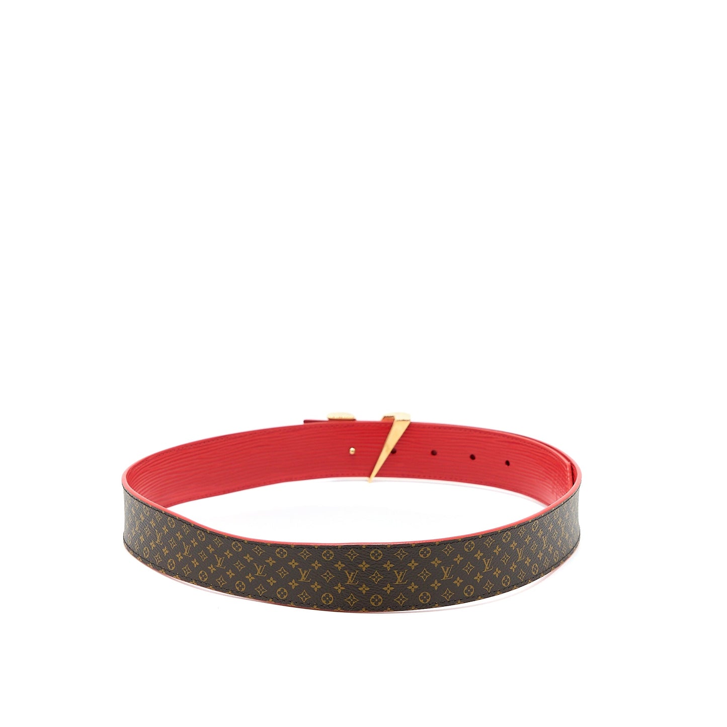 Louis Vuitton Size 80 V Stud Belt Calfskin Multicolour GHW