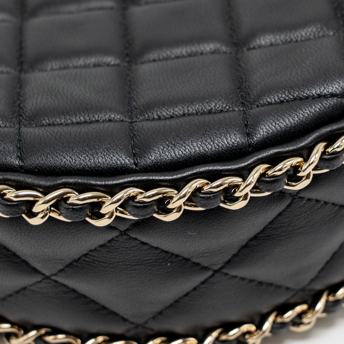 Chanel small half moon hobo bag lambskin black LGHW (microchip)