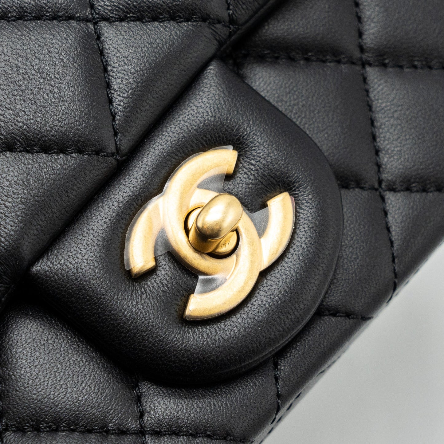 Chanel 23K pearl crush mini square flap bag lambskin black GHW (microchip)
