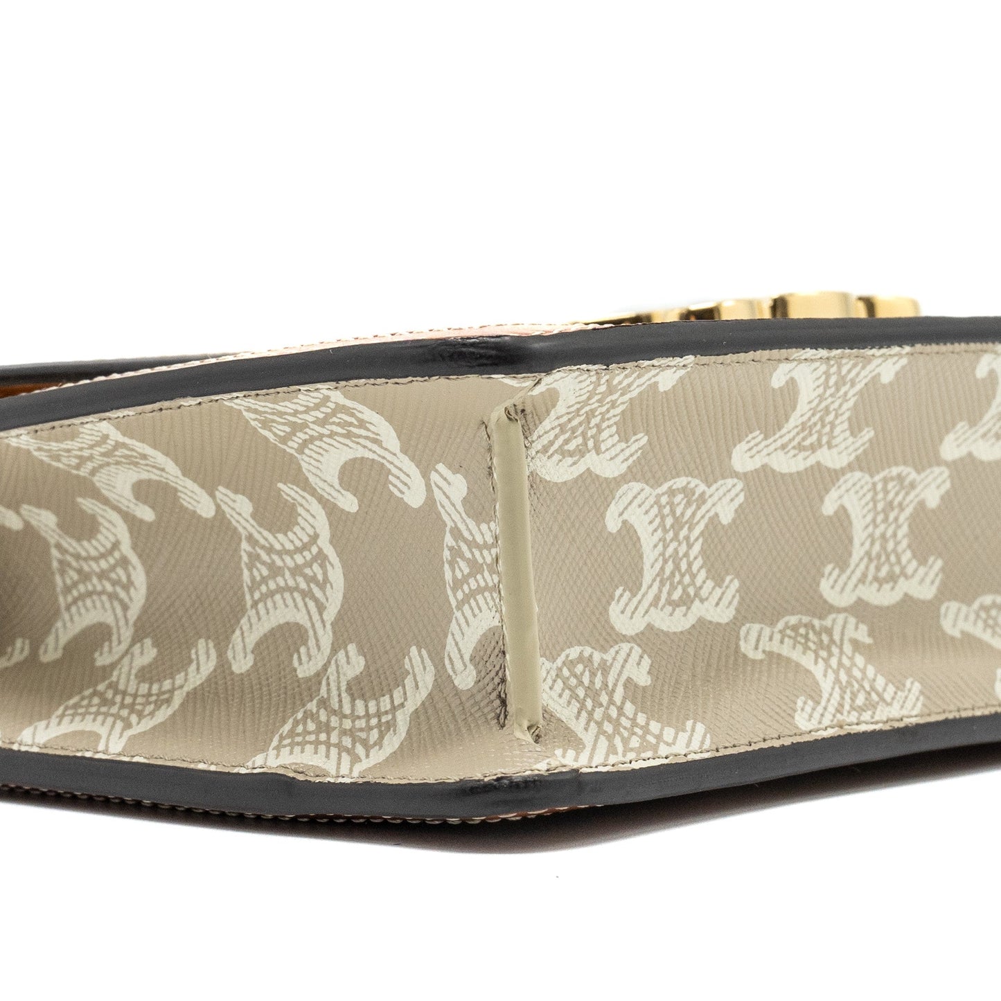 Celine MARGO wallet on chain Triomphe canvas / calfskin Grege GHW