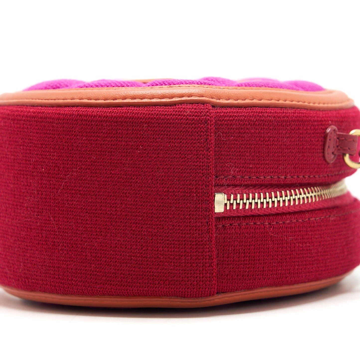 Chanel mini round Vanity with Chain Fabric Multi colour GHW
