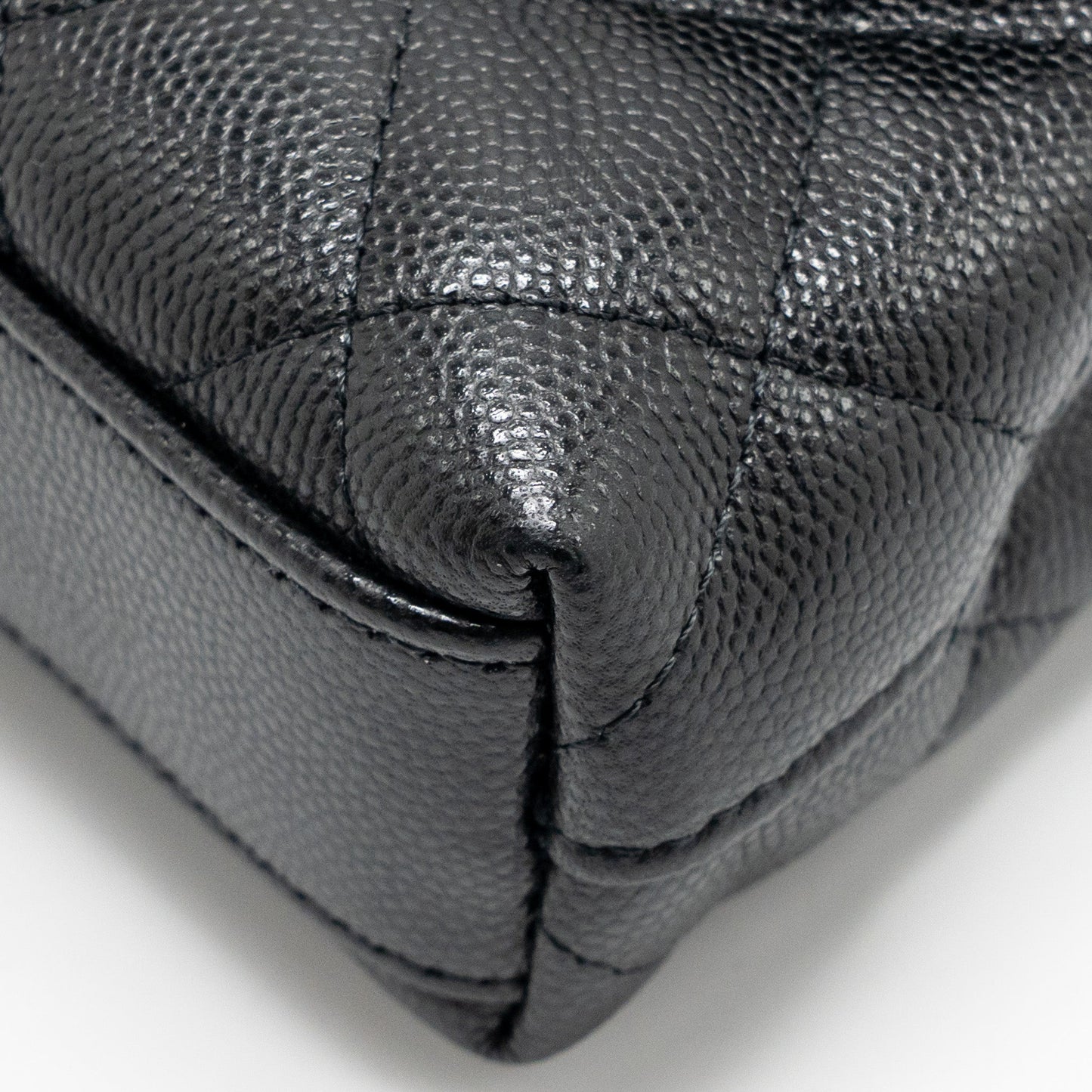 Chanel Coco Handle Mini Clutch with Chain Caviar Black LGHW (Microchip)