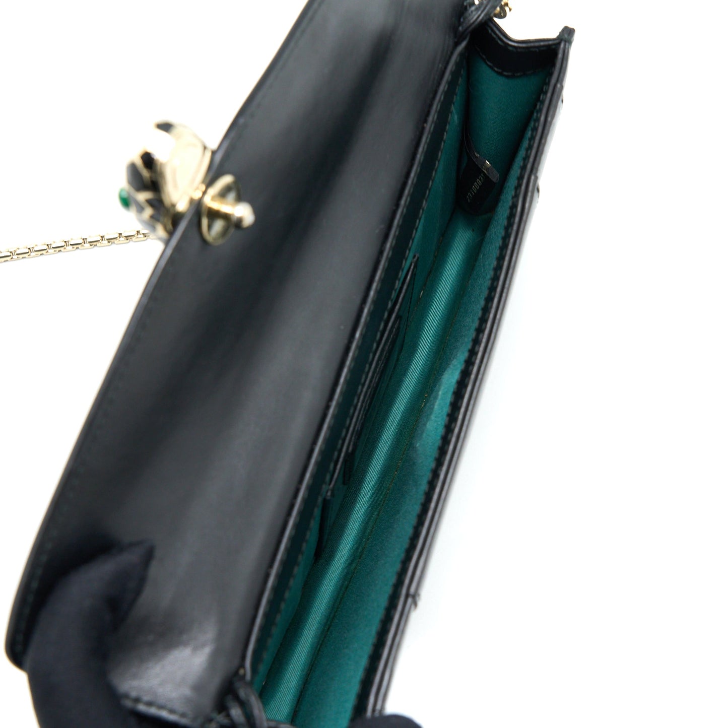 Bvlgari Serpenti Clutch with Chain Calfskin Black GHW