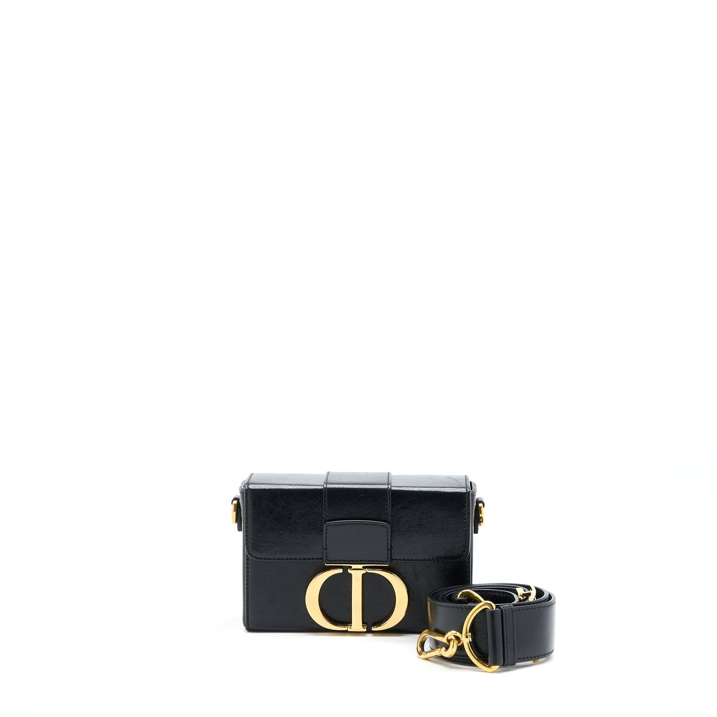 Luxury Dior 30 Montaigne Mini Box Bag Lambskin Black GHW