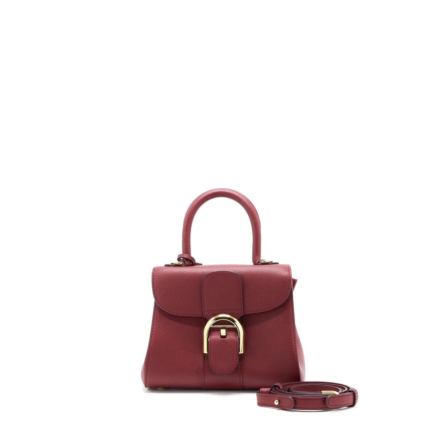 Delvaux Mini Brilliant Bag Grained Calfskin Burgundy GHW