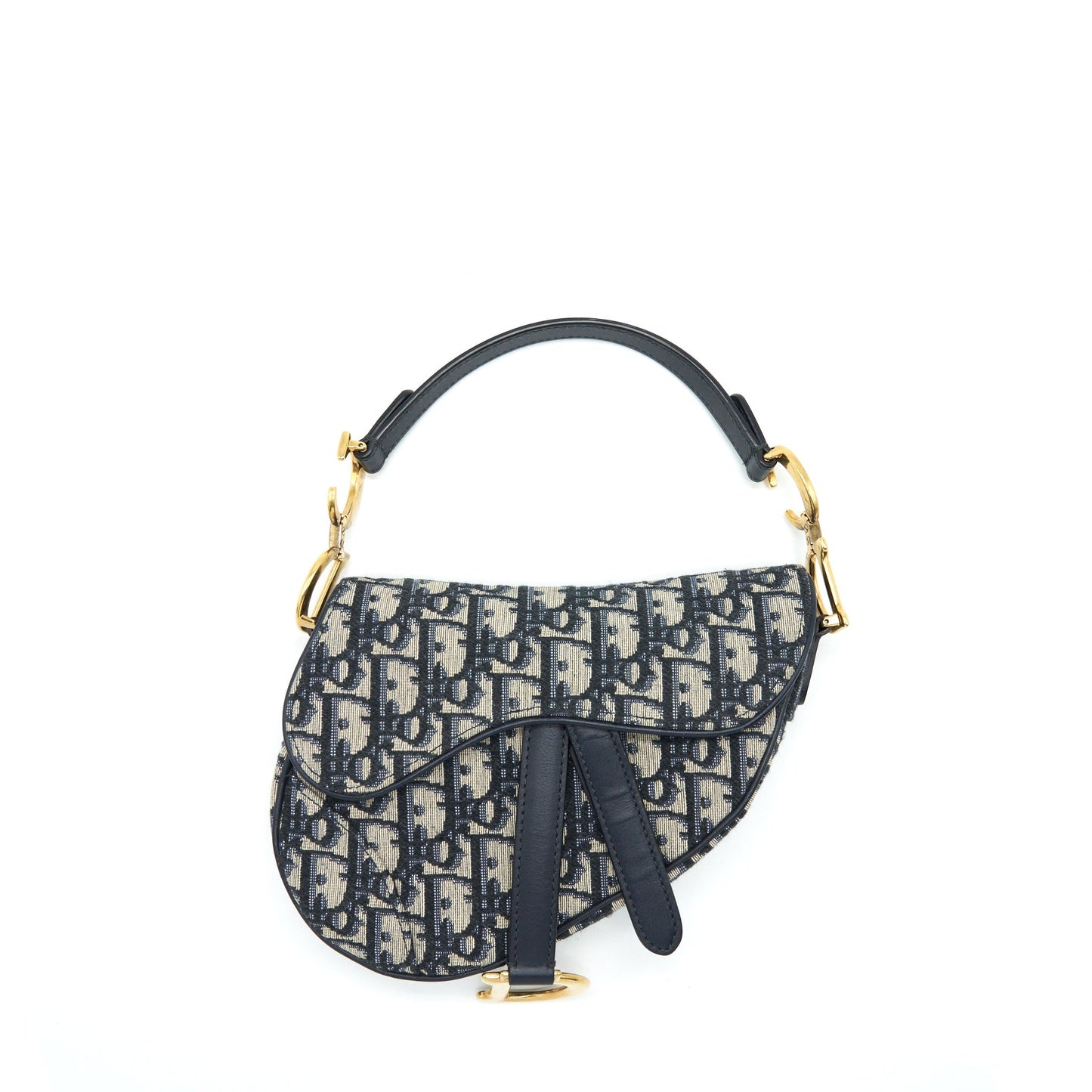Luxury Dior Mini Saddle Blue Oblique GHW