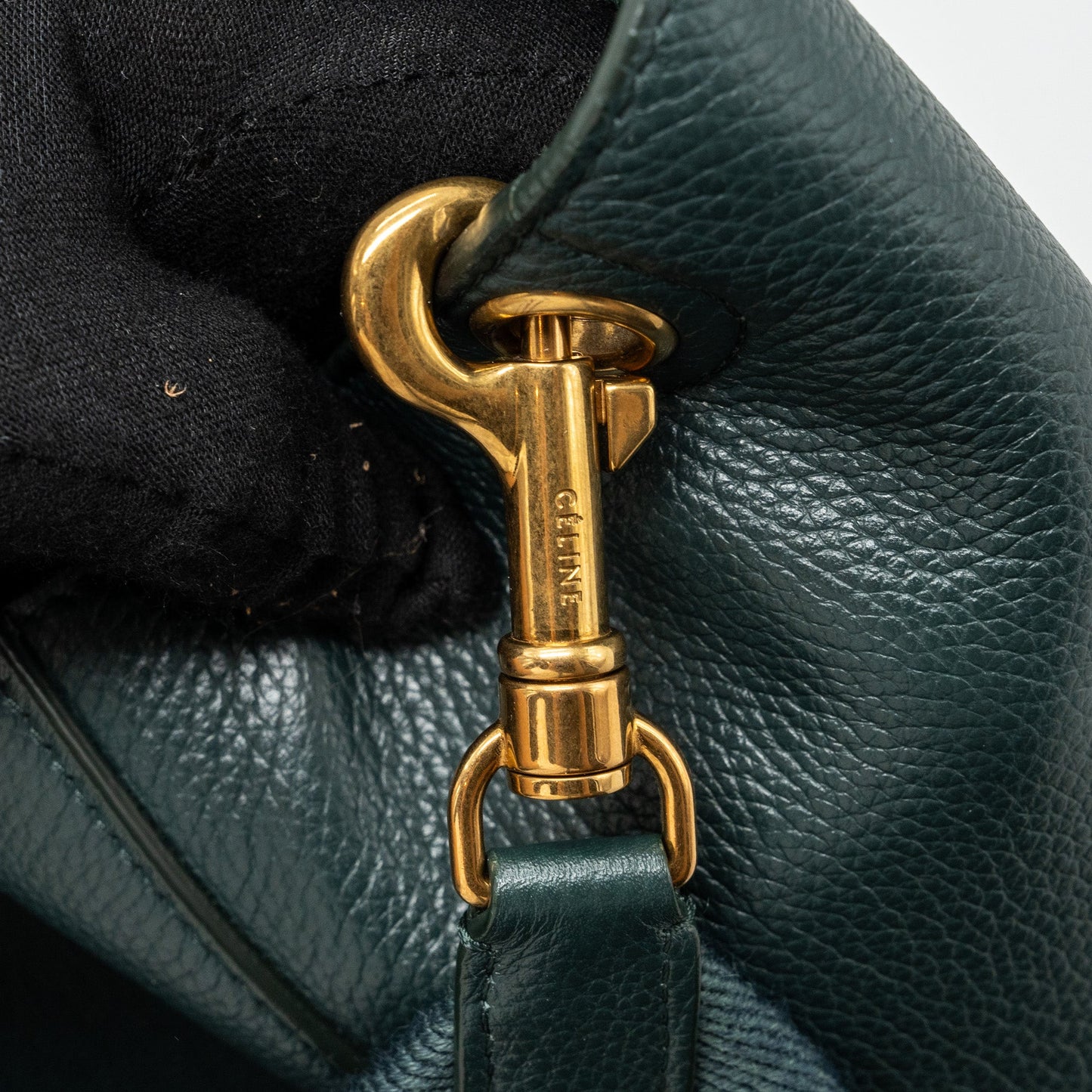 Celine Sangle bucket bag calfskin dark green GHW
