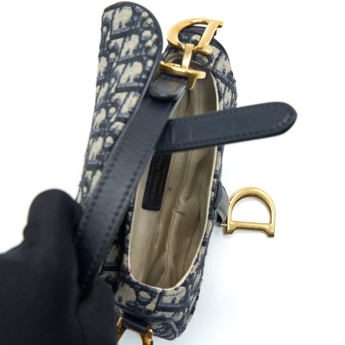Luxury Dior Mini Saddle Blue Oblique GHW
