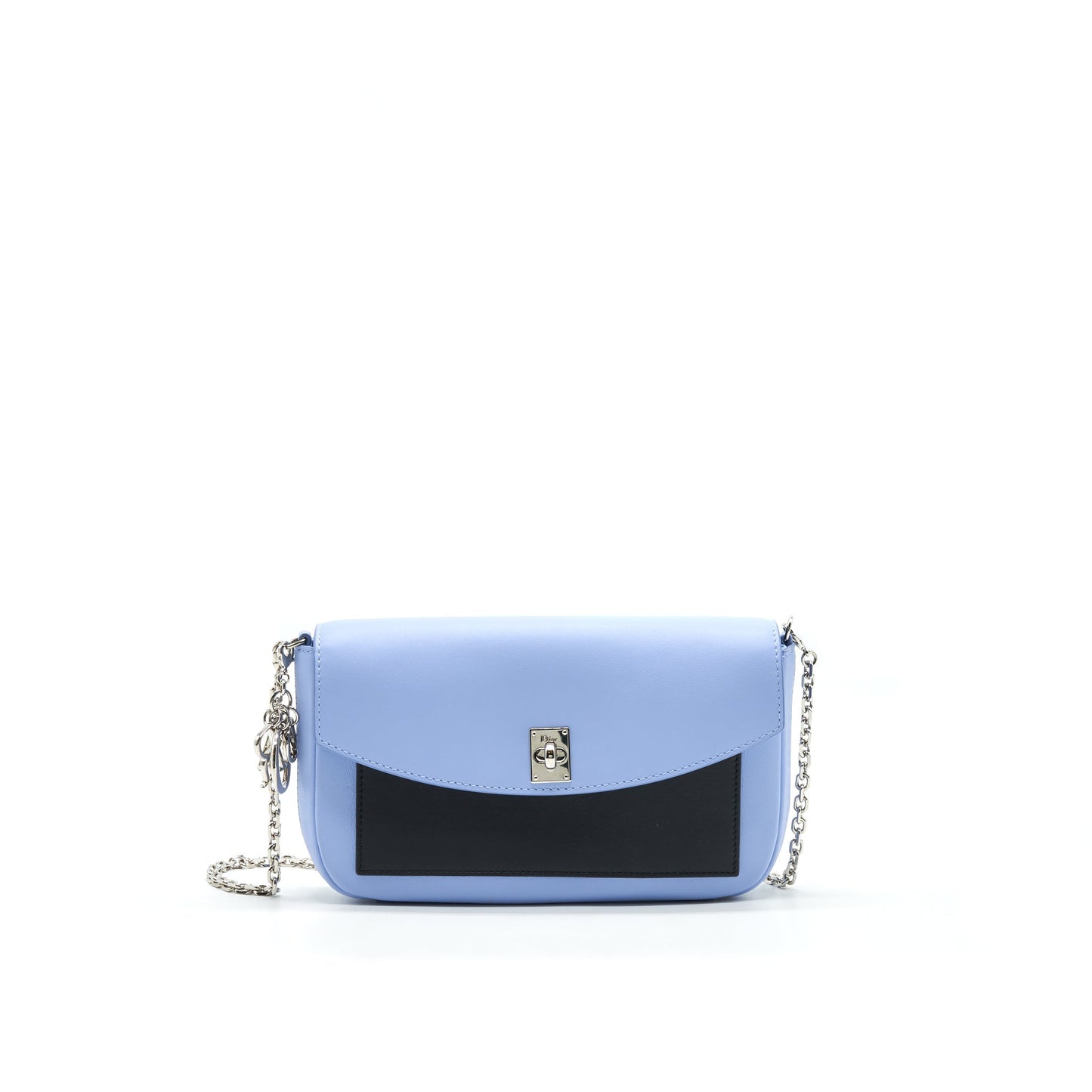 Luxury Dior Evening Wallet on chain Light Blue/ black/ White