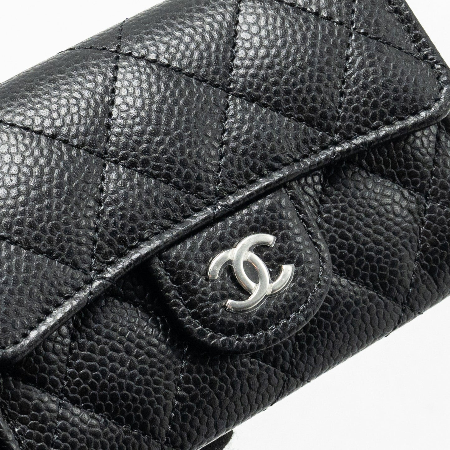 CHANEL CLASSIC flap card holder caviar black SHW (Microchip)