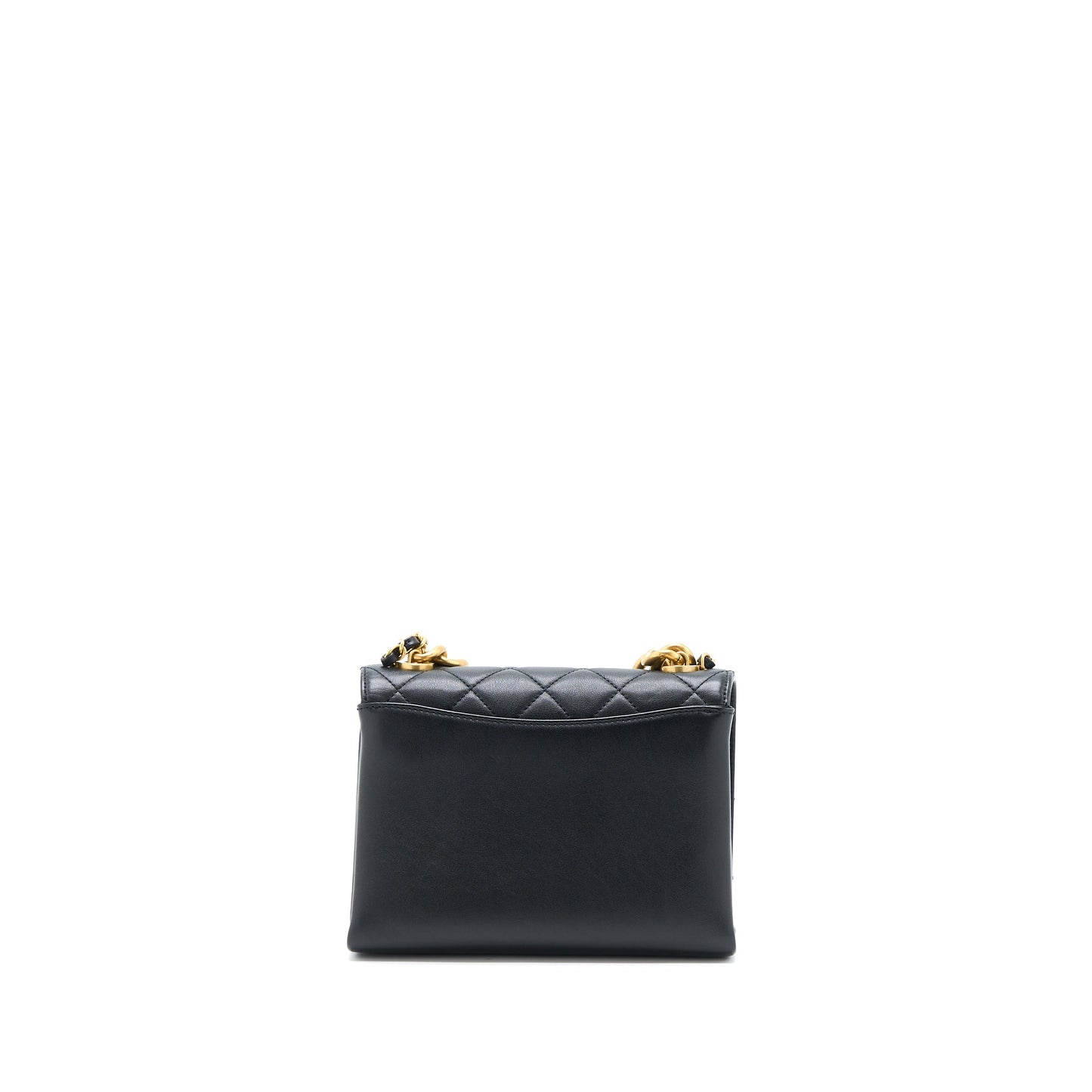 Chanel Seasonal Flap Bag Giant Chain Handle with Pearl Calfskin Black Brush GHW (Microchip)