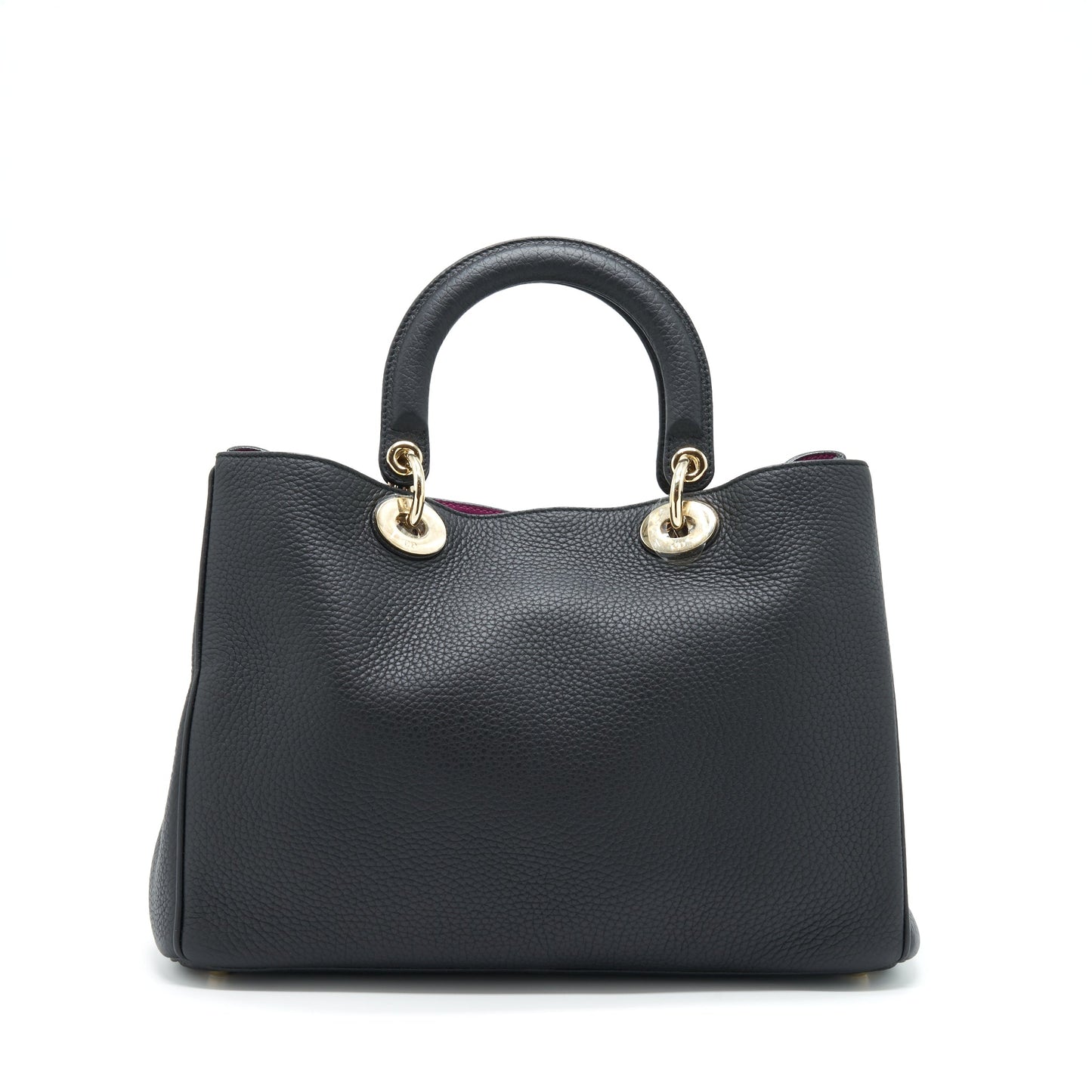 Luxury Dior Luxury Diorissimo Grained Leather Black/ Fushia GHW