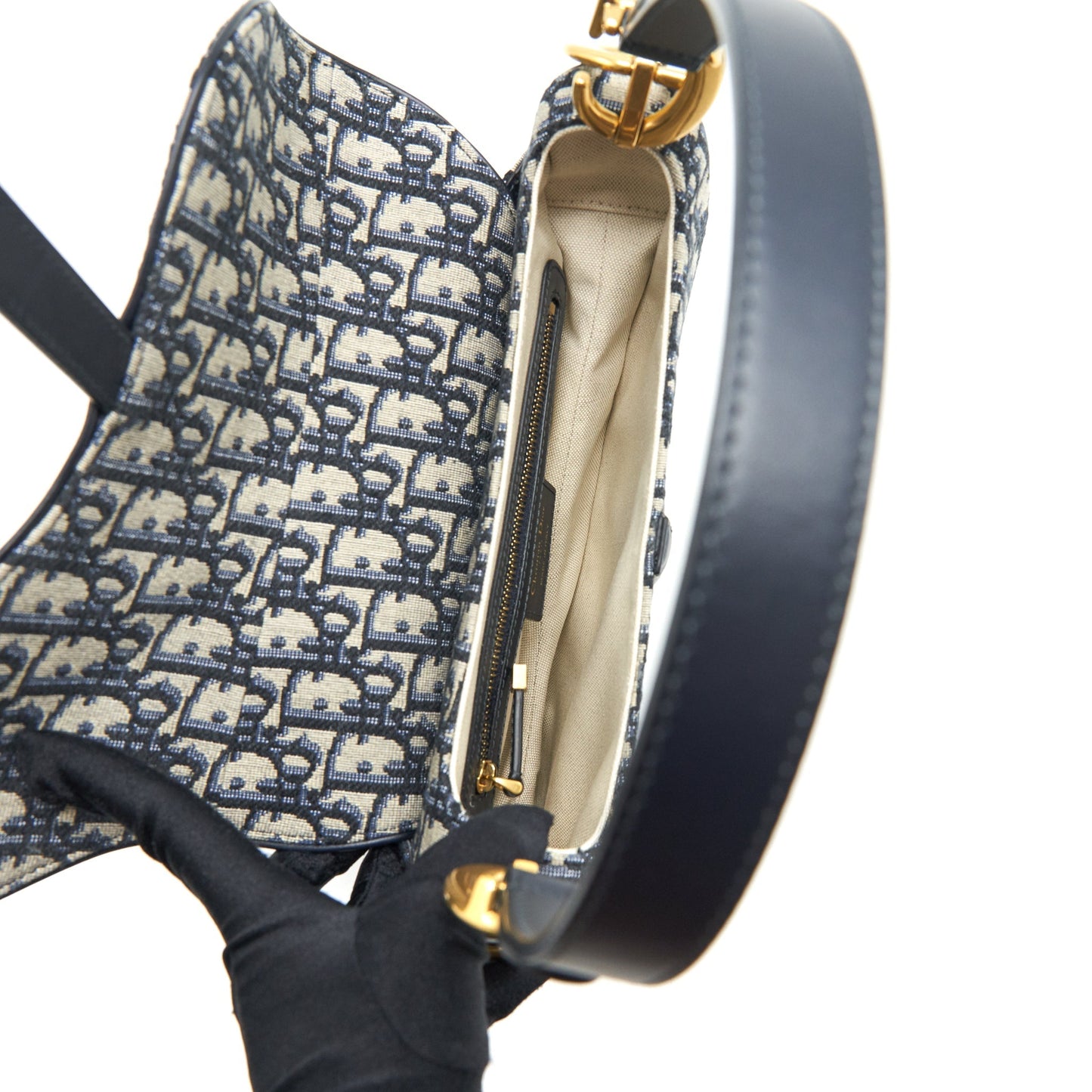 Luxury Dior medium saddle bag oblique GHW
