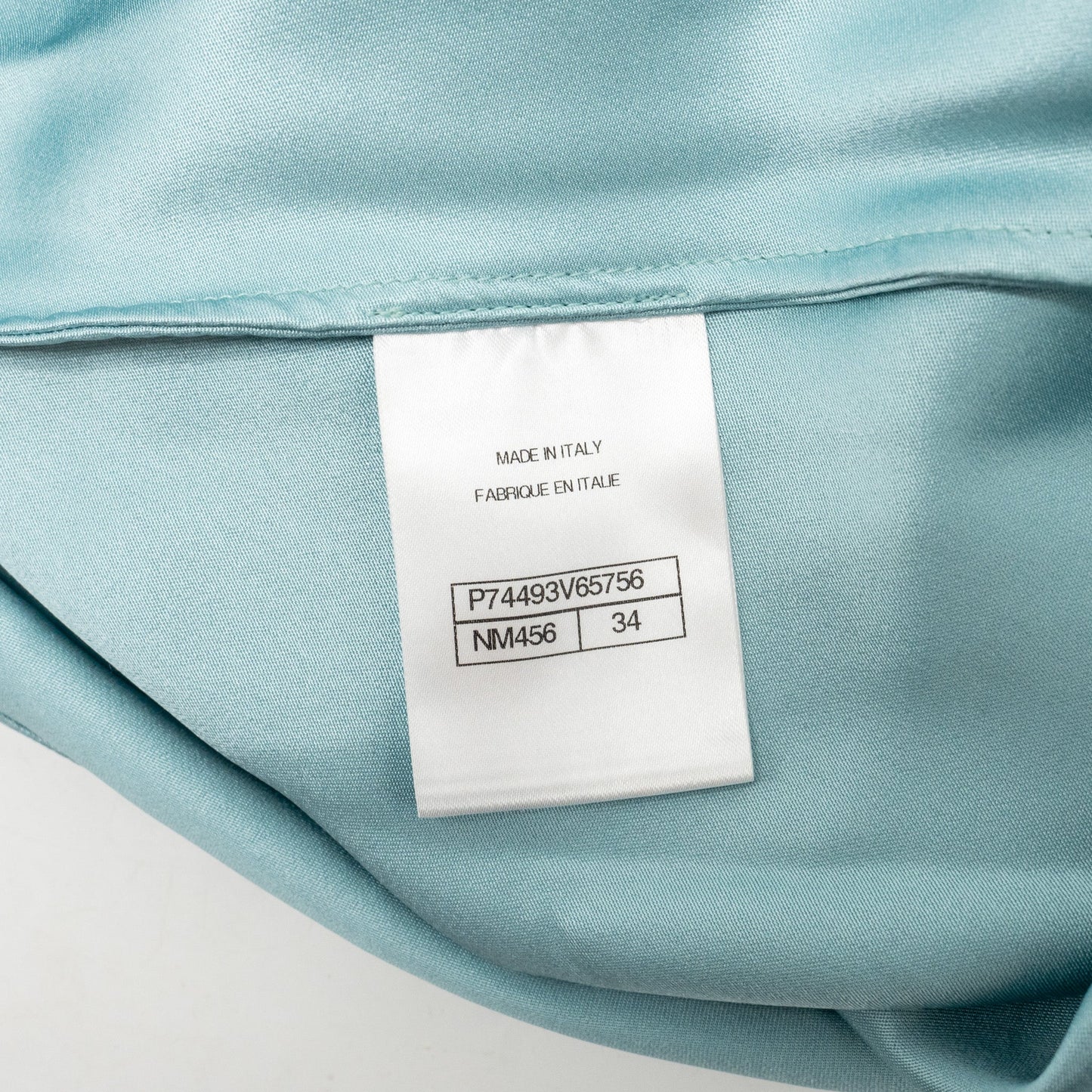 Chanel Size 34 23P Satin Midi Dress Silk Turquoise Blue