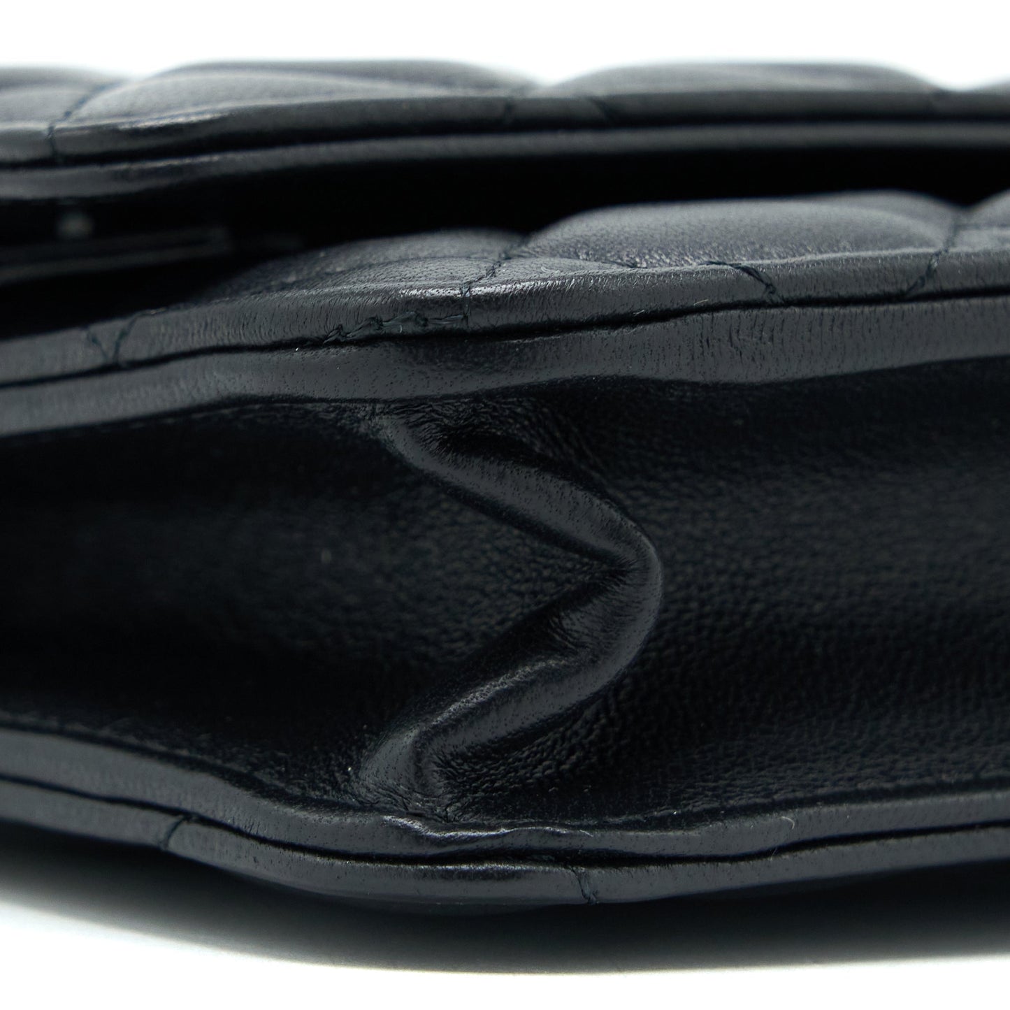 Chanel Pearl Crush Wallet On Chain Lambskin Black Brushed GHW (Microchip)