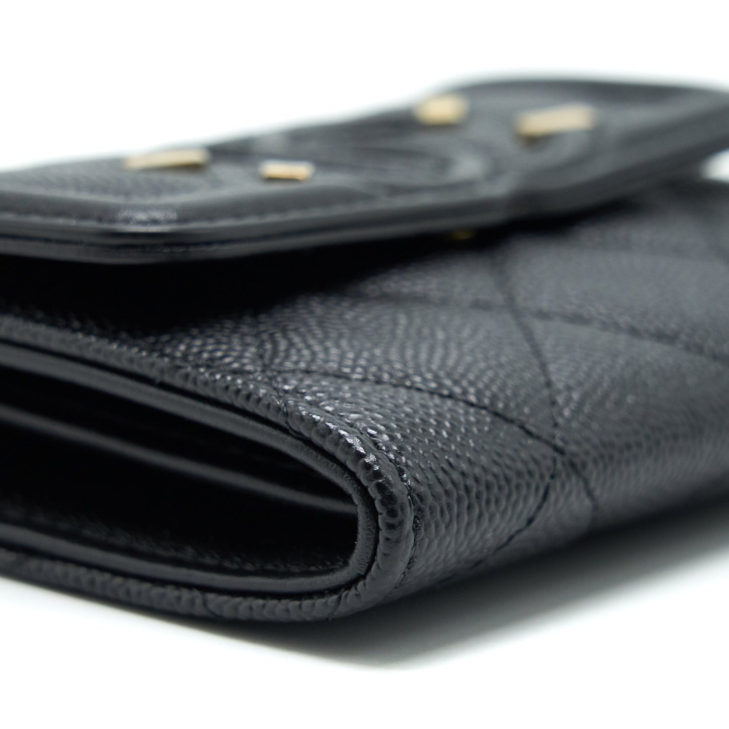 Chanel Filigree Flap Card Holder Caviar Black GHW