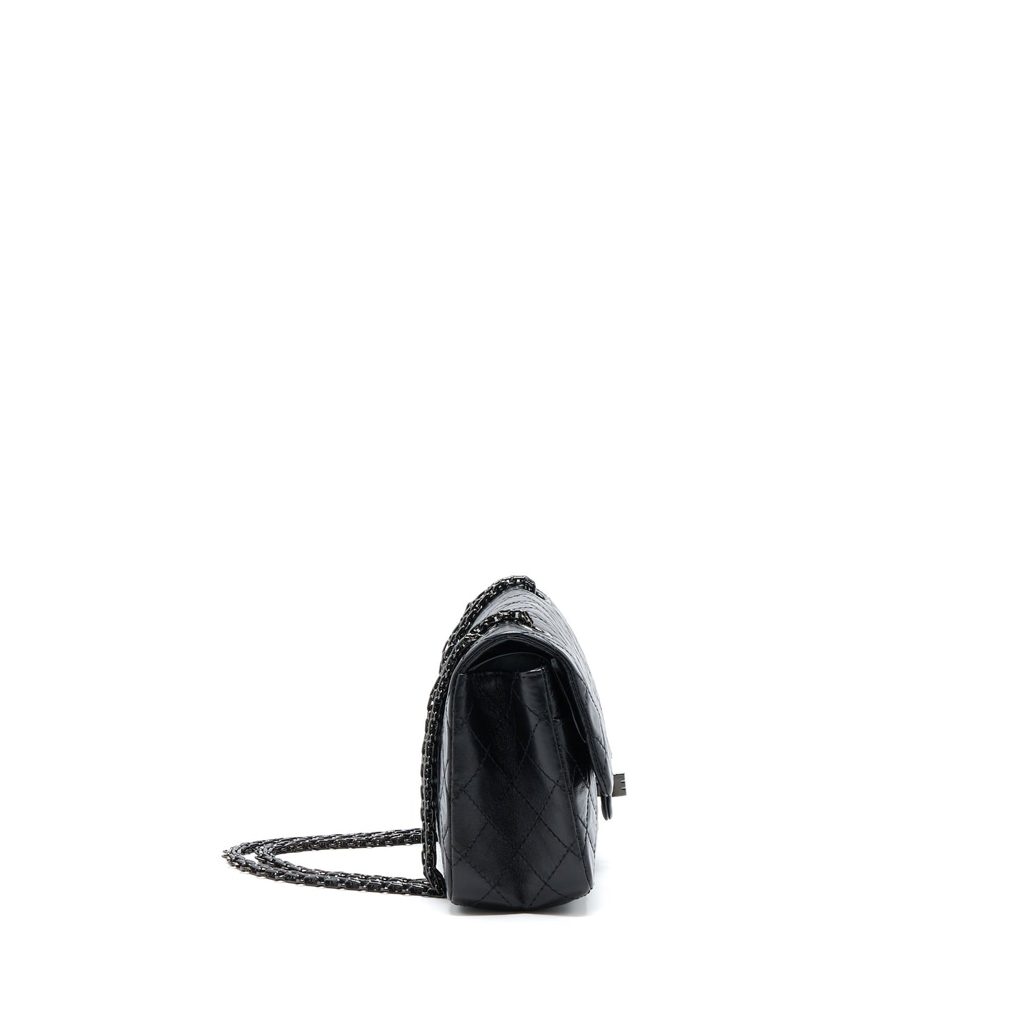 Chanel Small 2.55 Reissue Flap Bag Aged Calfskin So Black with Black Hardware (Microchip)