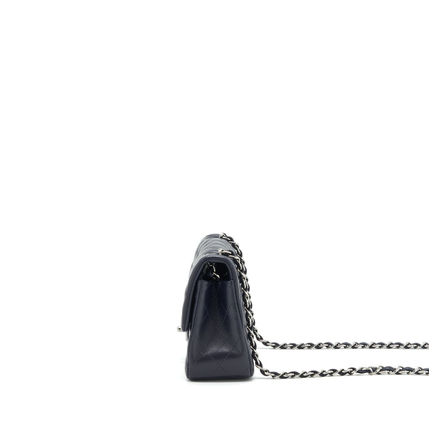 Chanel Mini Rectangular Lambskin Dark Purple Black Hardware