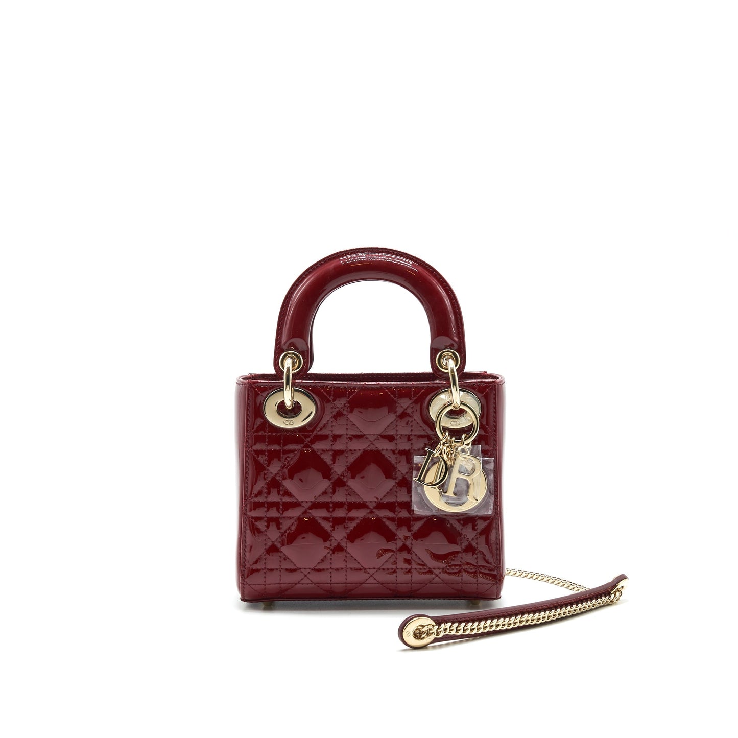 Luxury Dior mini lady Luxury Dior Patent leather Red with LGHW