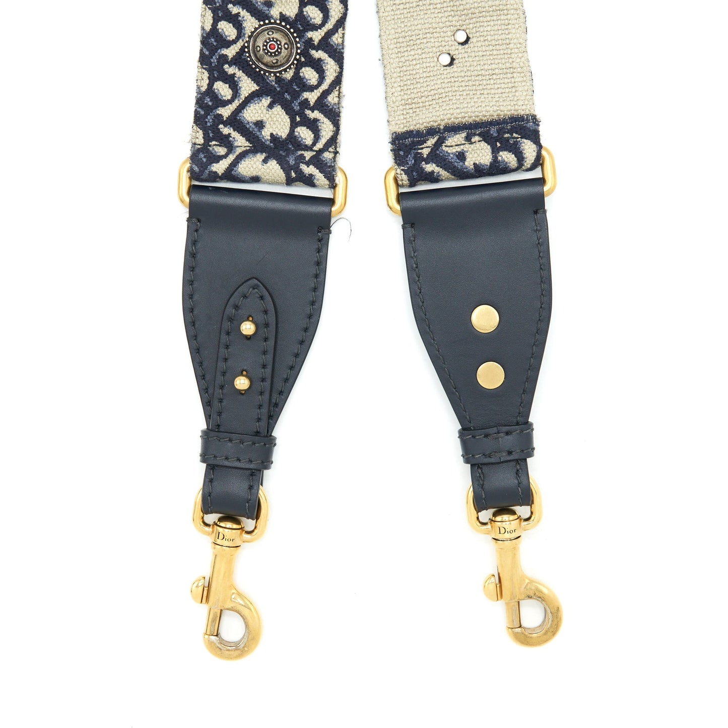 Luxury Dior Wide Shoulder Strap Blue Oblique GHW