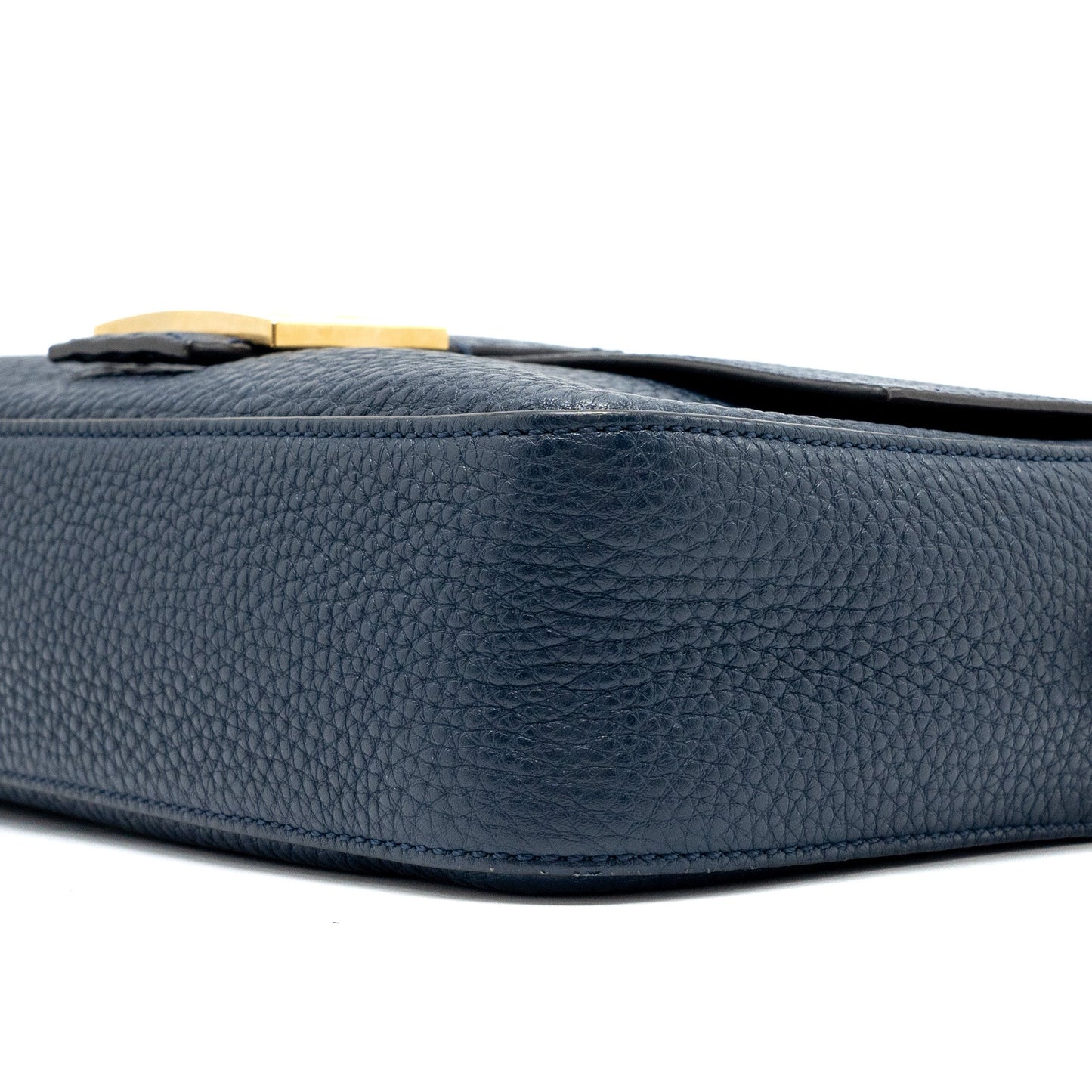 Fendi Baguette bag grained calfskin dark blue GHW