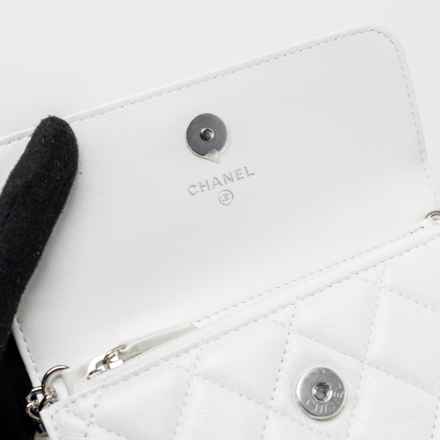 Chanel Giant pearl chain mini flap bag lambskin white SHW