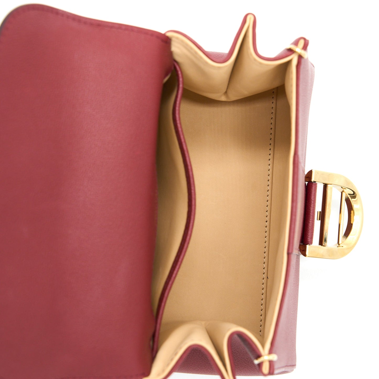 Delvaux Mini Brilliant Bag Grained Calfskin Burgundy GHW