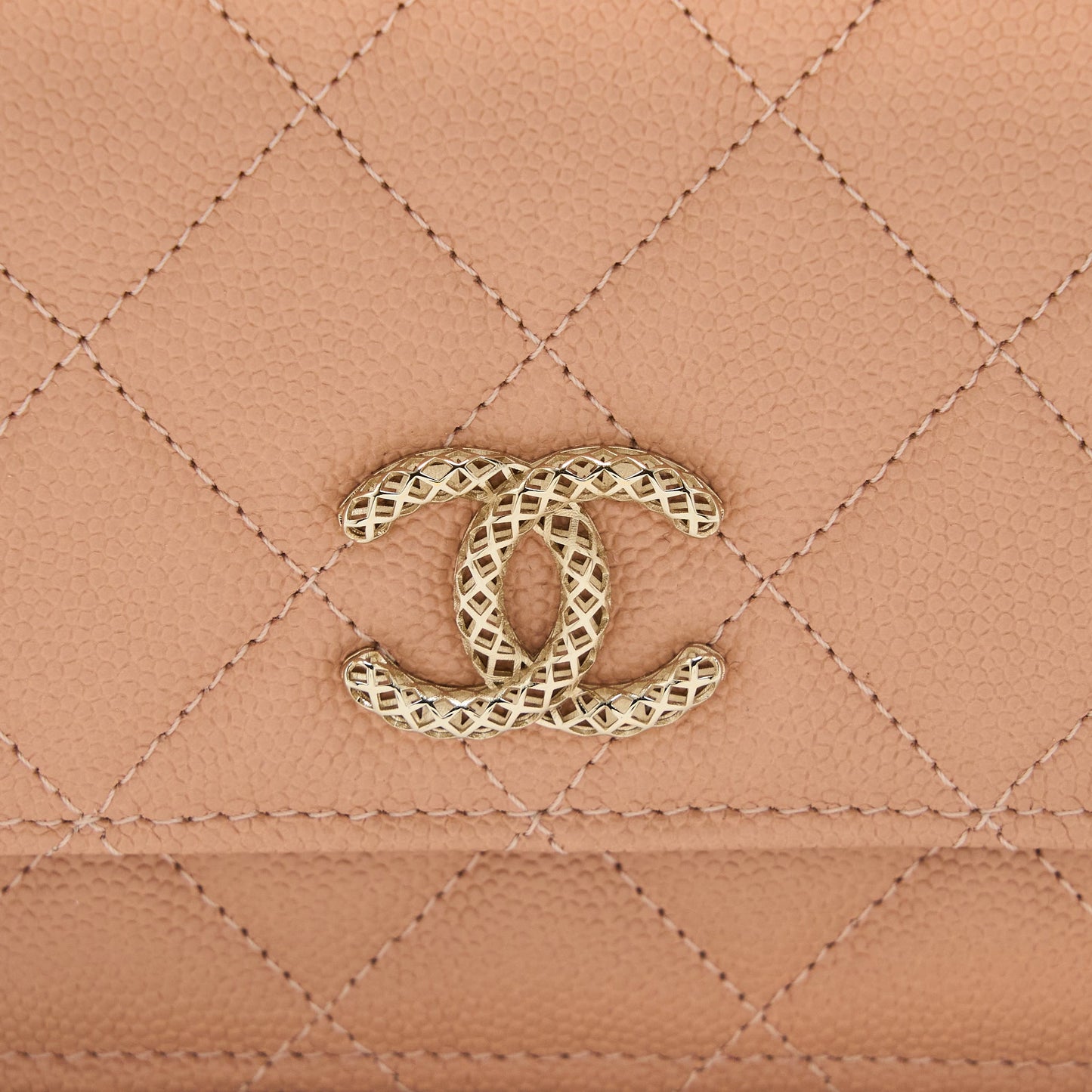 Chanel Giant CC Logo Wallet On Chain Caviar Dark Pink LGHW (Microchip)