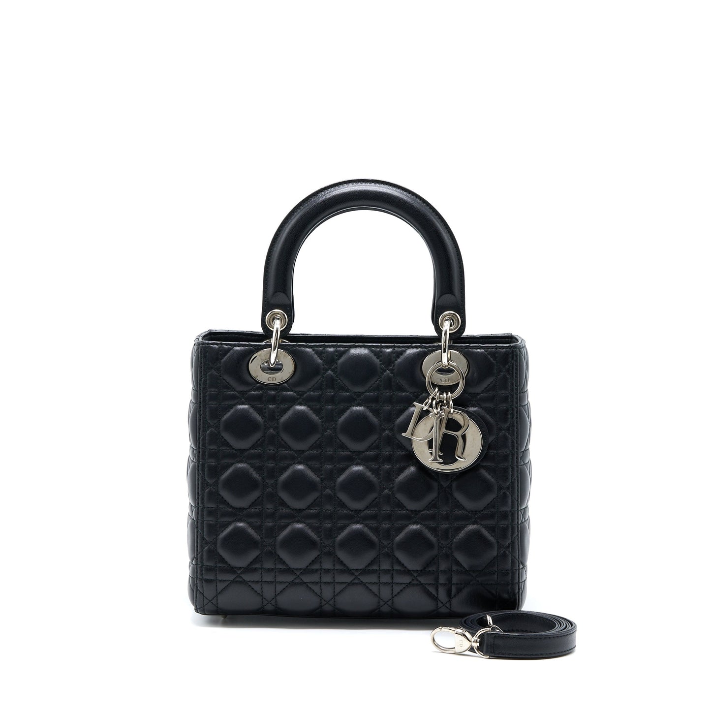 Luxury Dior Medium Lady Luxury Dior Lambskin Black SHW