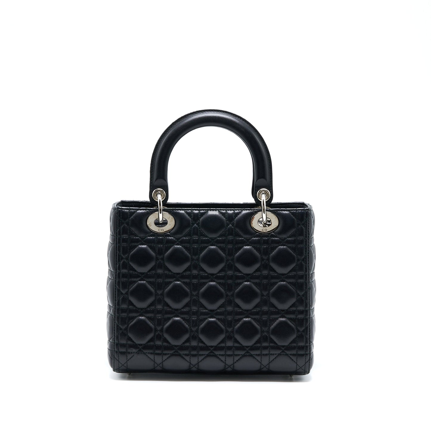 Luxury Dior Medium Lady Luxury Dior Lambskin Black SHW