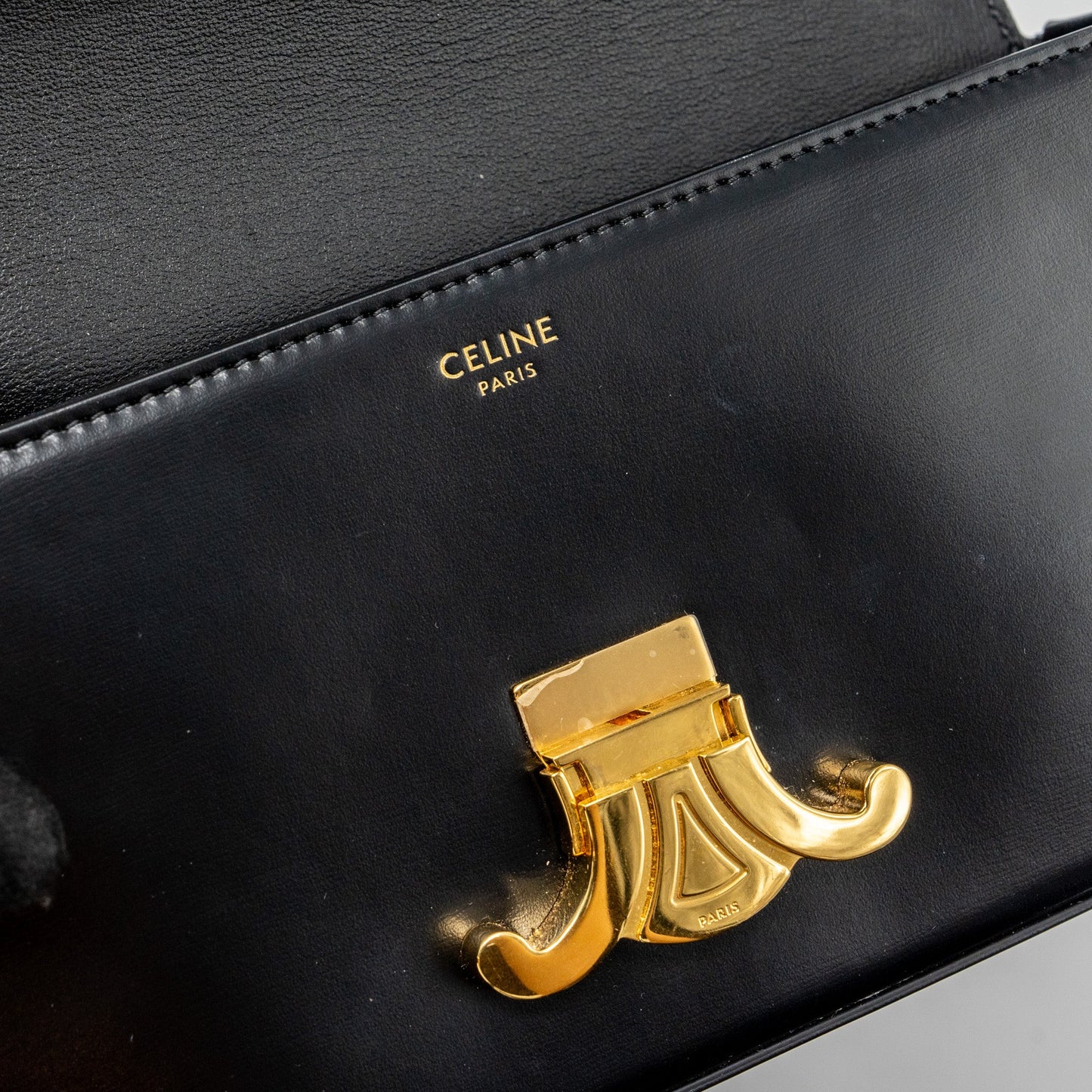 Celine Triomphe Shoulder bag shiny calfskin black GHW