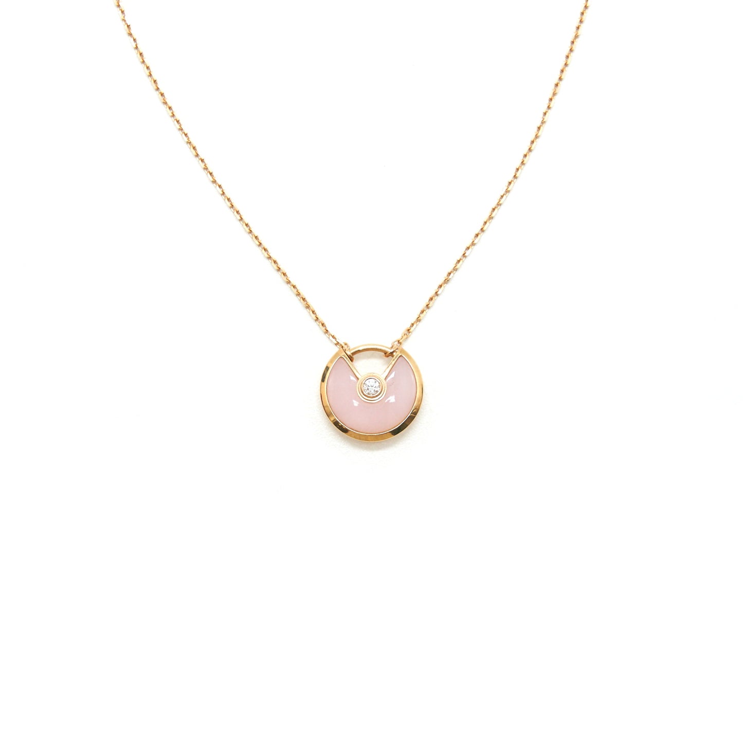 Cartier Amulette De Cartier Pink Opal With Diamond Pink-Gold Necklace