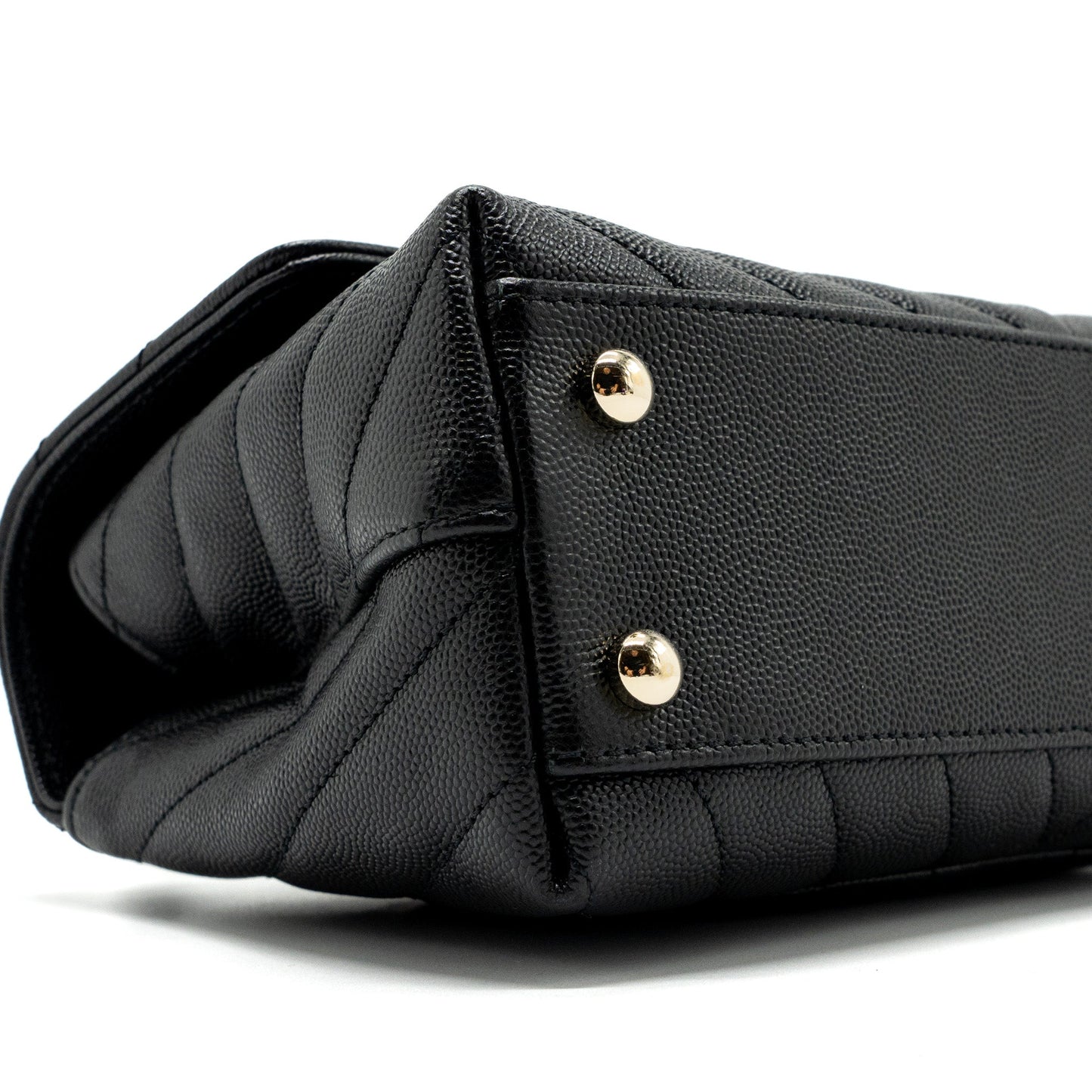 Chanel Small Coco Handle Chevron Caviar Black LGHW