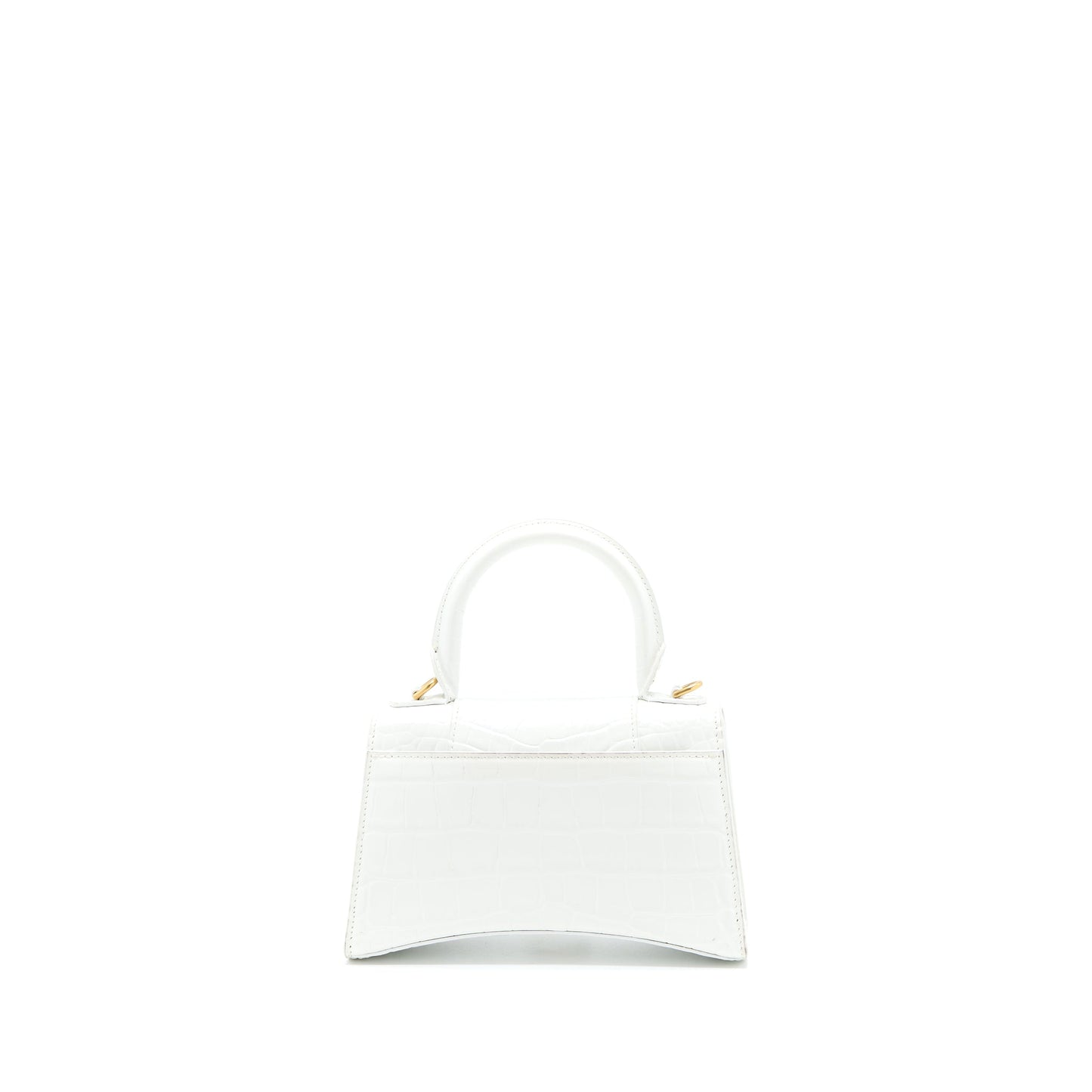 Balenciaga Hourglass XS Croc Embossed Calfskin White GHW
