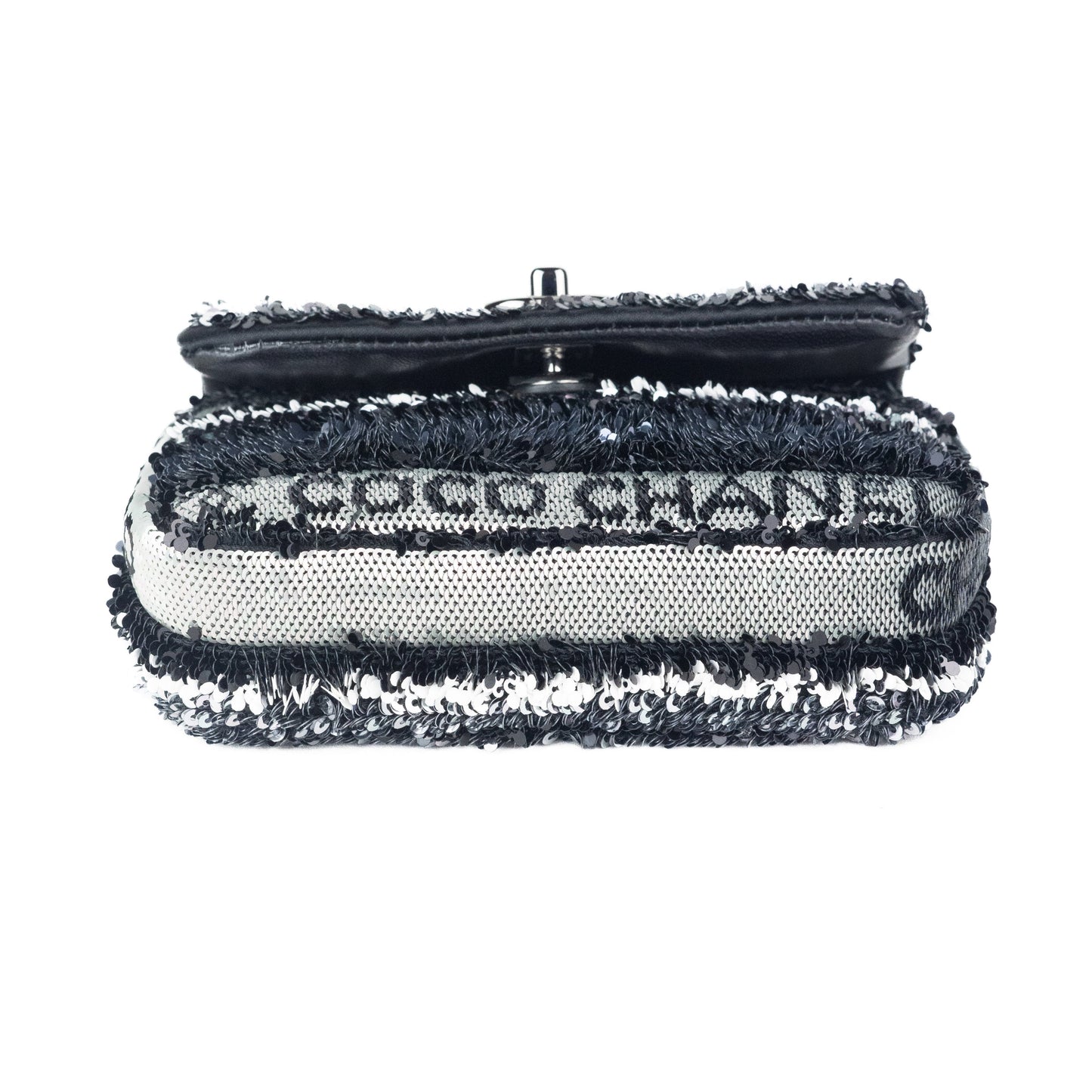 Chanel Mini bag with Chain in Black White and Silver Sequin