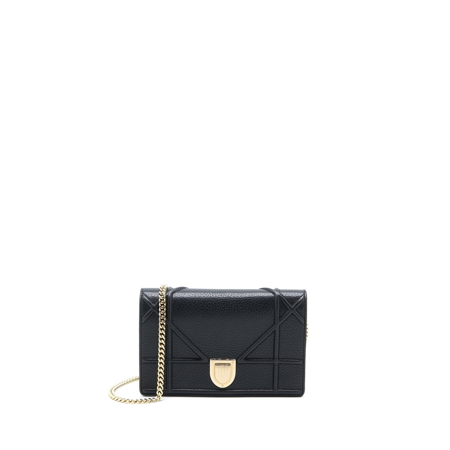 Luxury Dior Luxury Diorama Wallet On Chain Grained Calfskin Black LGHW