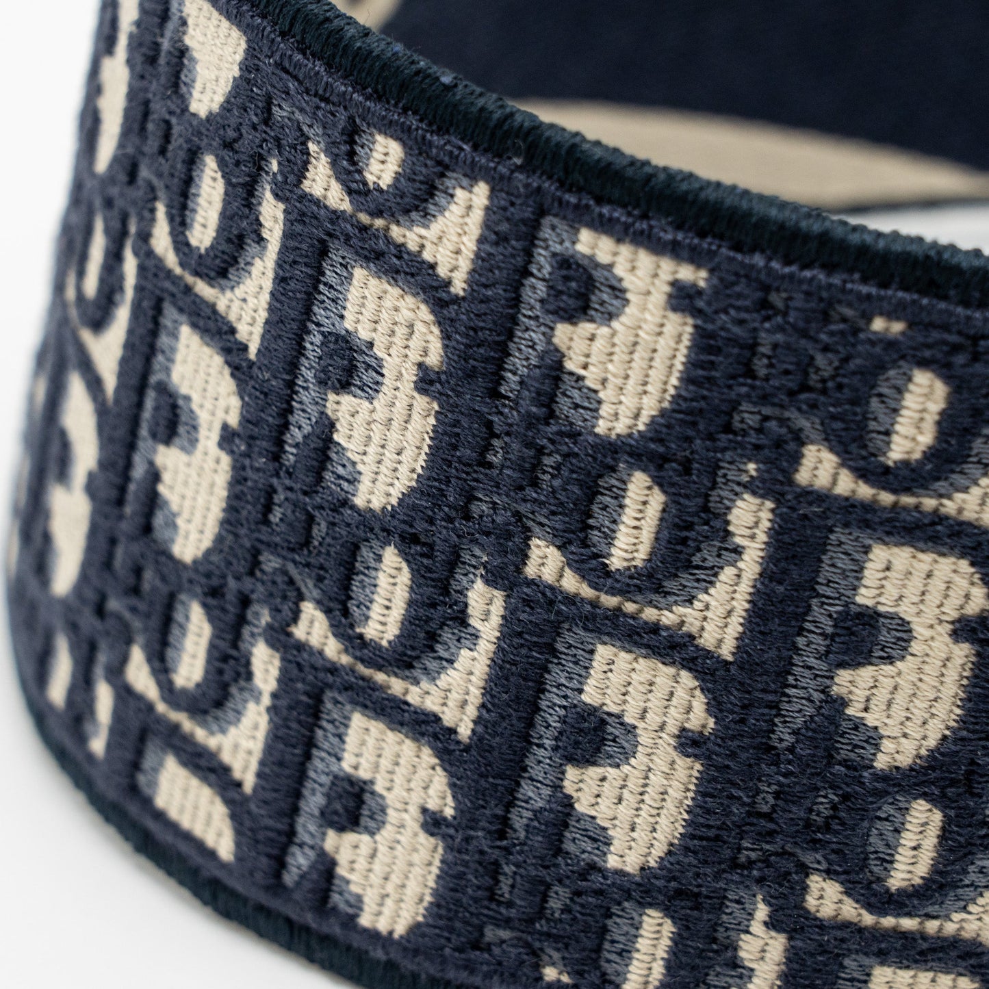 Luxury Dior Hair Band Blue Oblique Embroidery