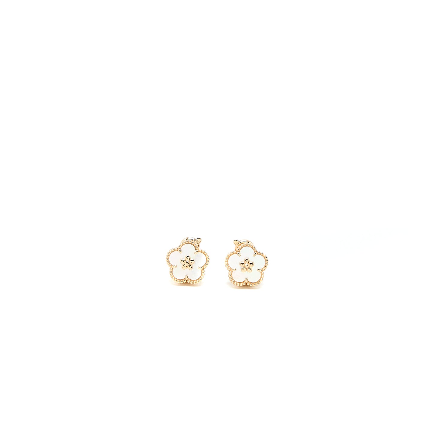 Van Cleef and Arpels Lucky Spring Earrings Plum Blossom Mother of Pearl/18k Rose Gold