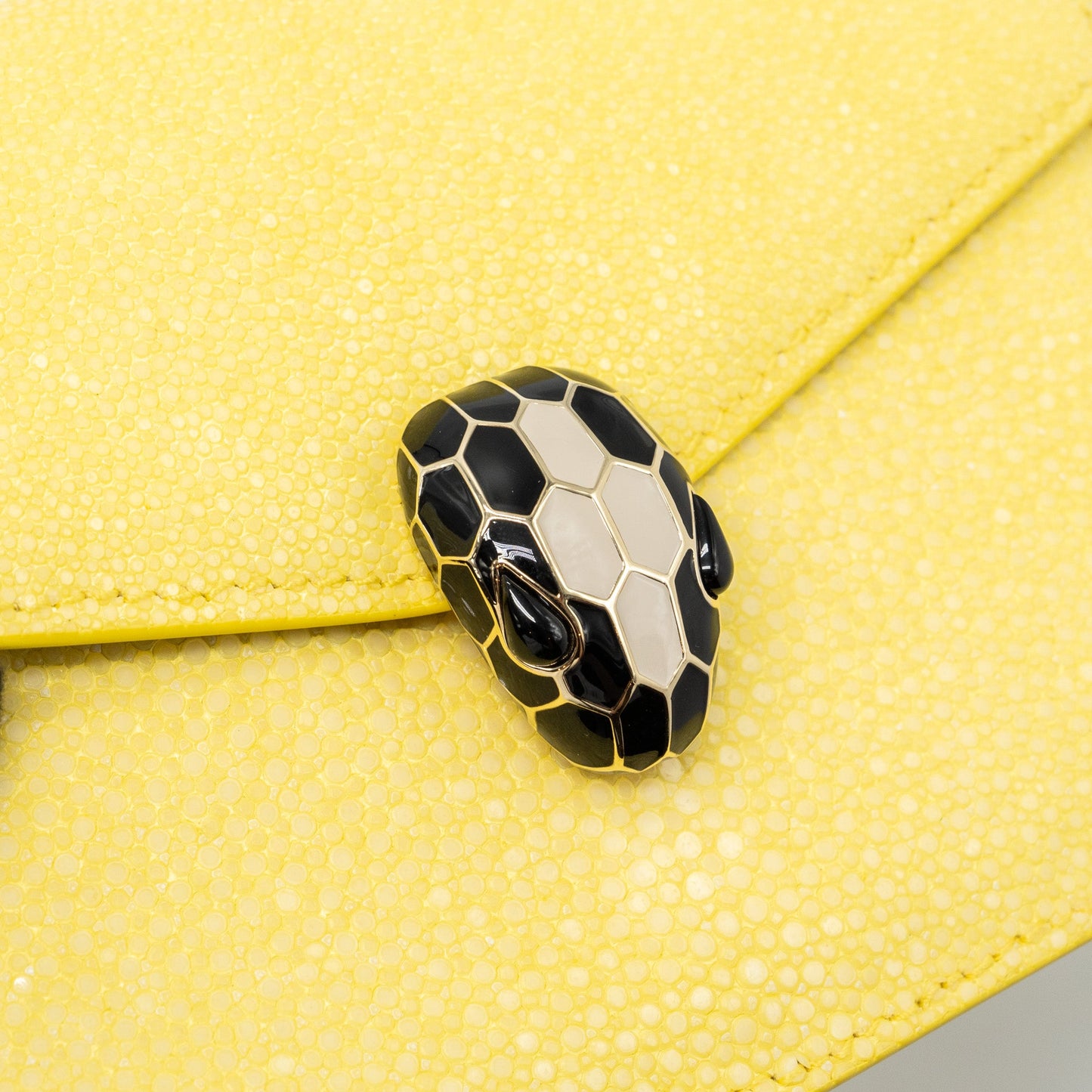 Bvlgari Serpenti Forever Crossbody Bag Galuchat Daisy Topaz/ Calfskin LGHW