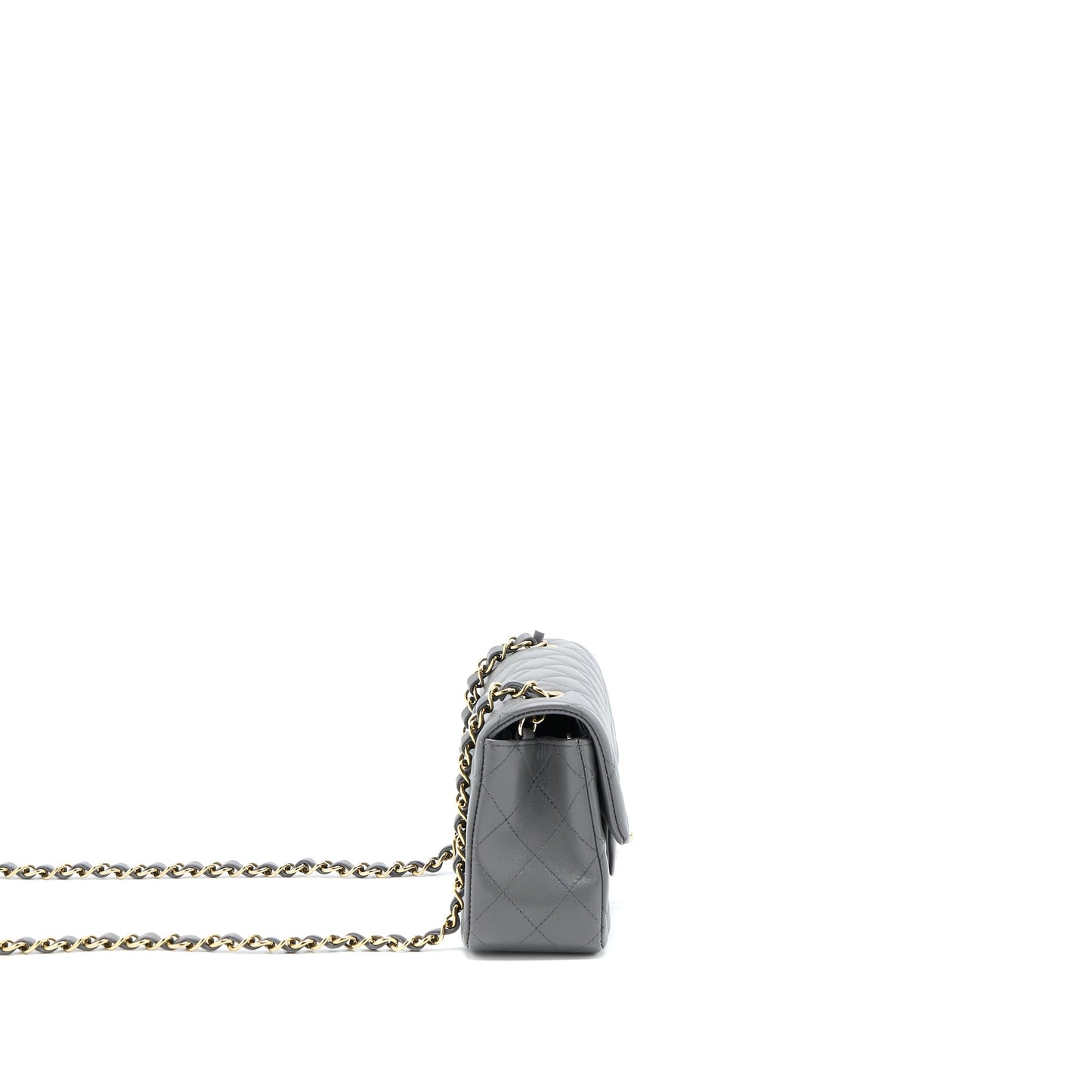 Chanel 22A Mini Rectangular Flap Bag Lambskin Grey LGHW (Microchip)