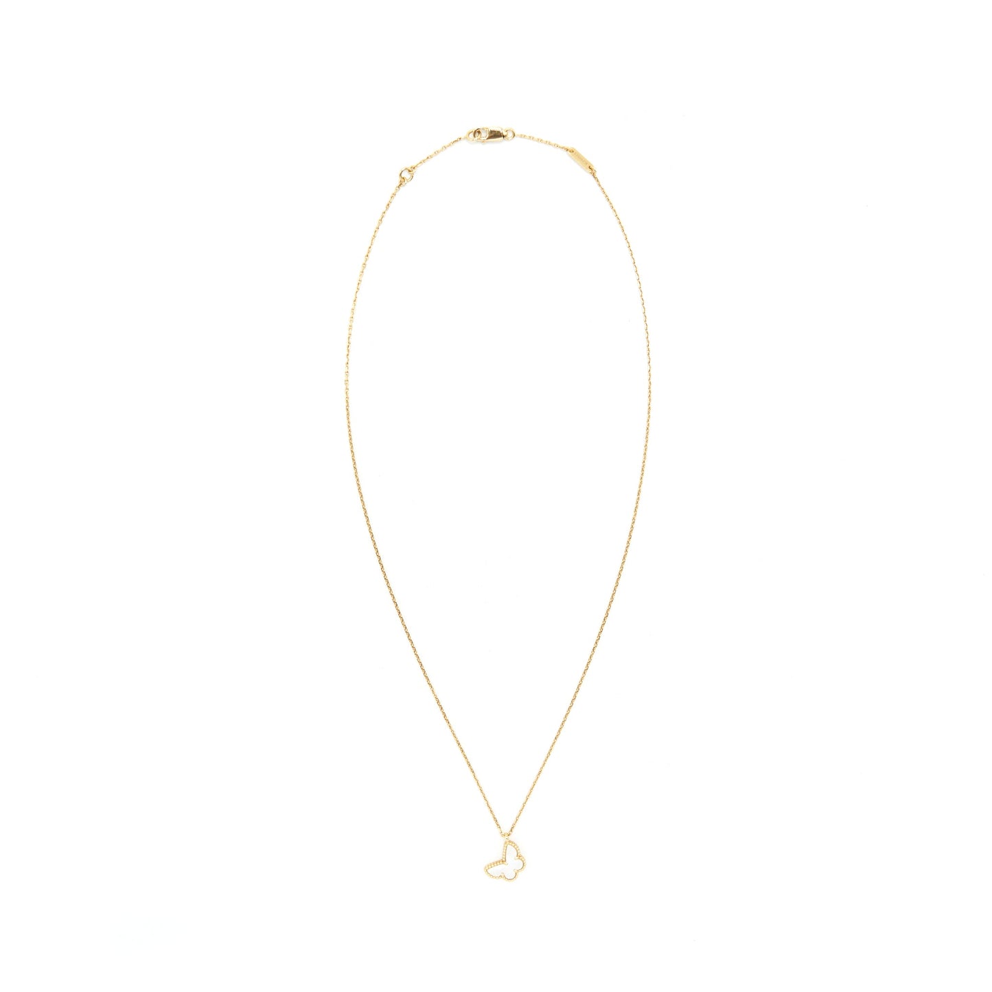 Van Cleef and Arpels Sweet Alhambra Butterfly Pendant Yellow Gold with mother of pearl