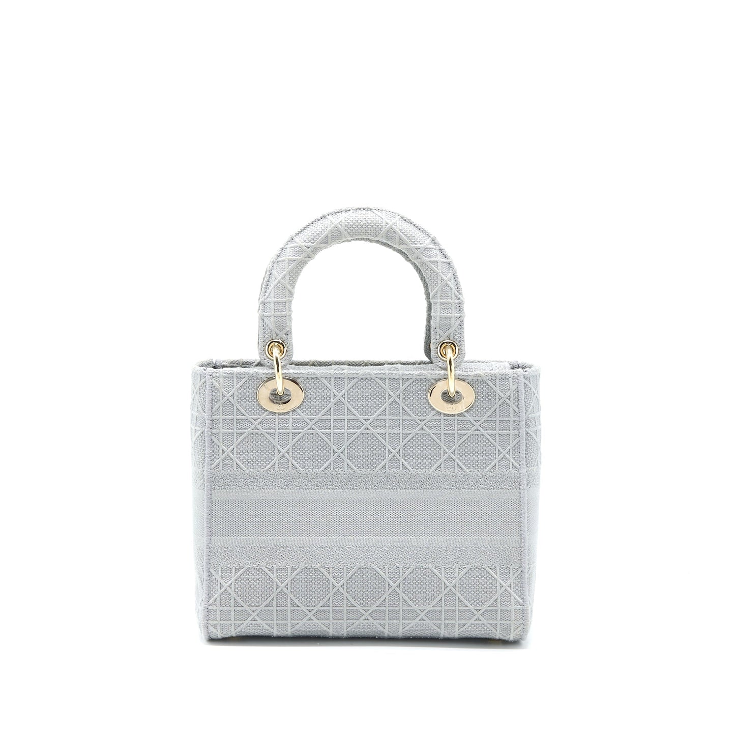 Luxury Dior Medium Lady D-lite Bag Cannage Embroidery Grey LGHW