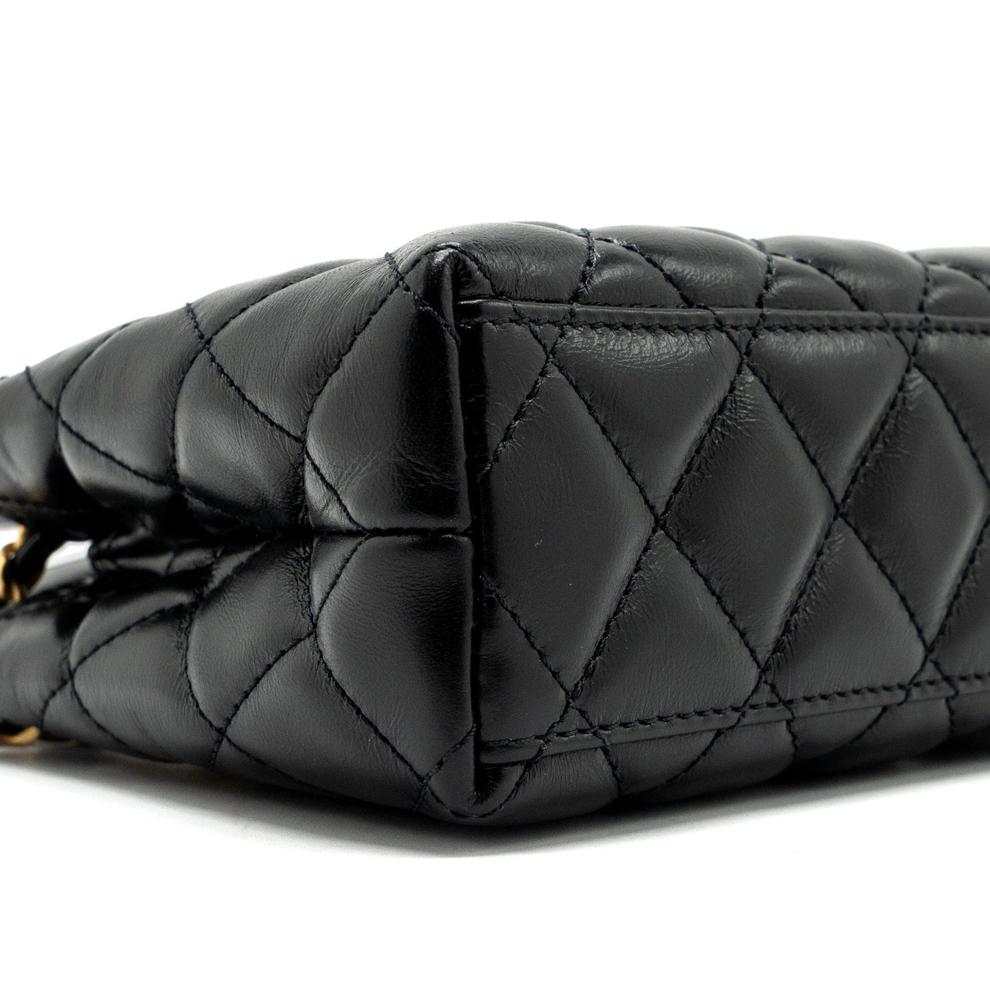 Chanel 23K mini kelly shopping tote bag Calfskin black GHW (microchip)