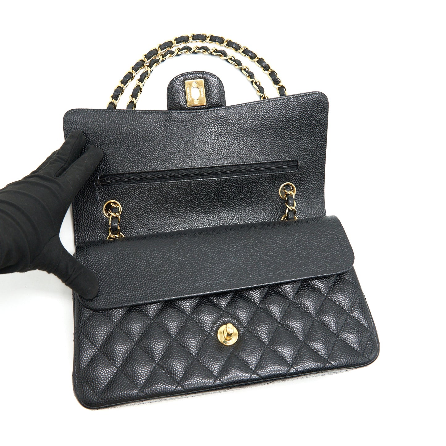 Chanel medium Classic double flap Bag Caviar black GHW serial 25