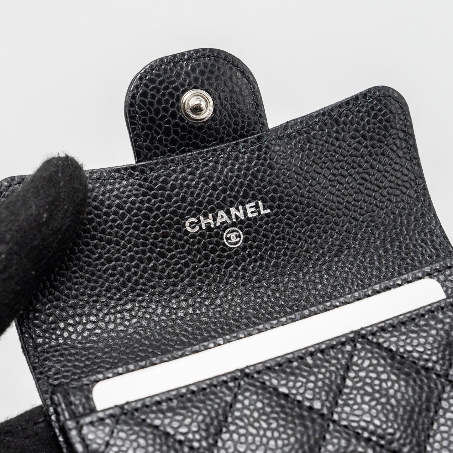 Chanel Classic flap card holder caviar black SHW (microchip)
