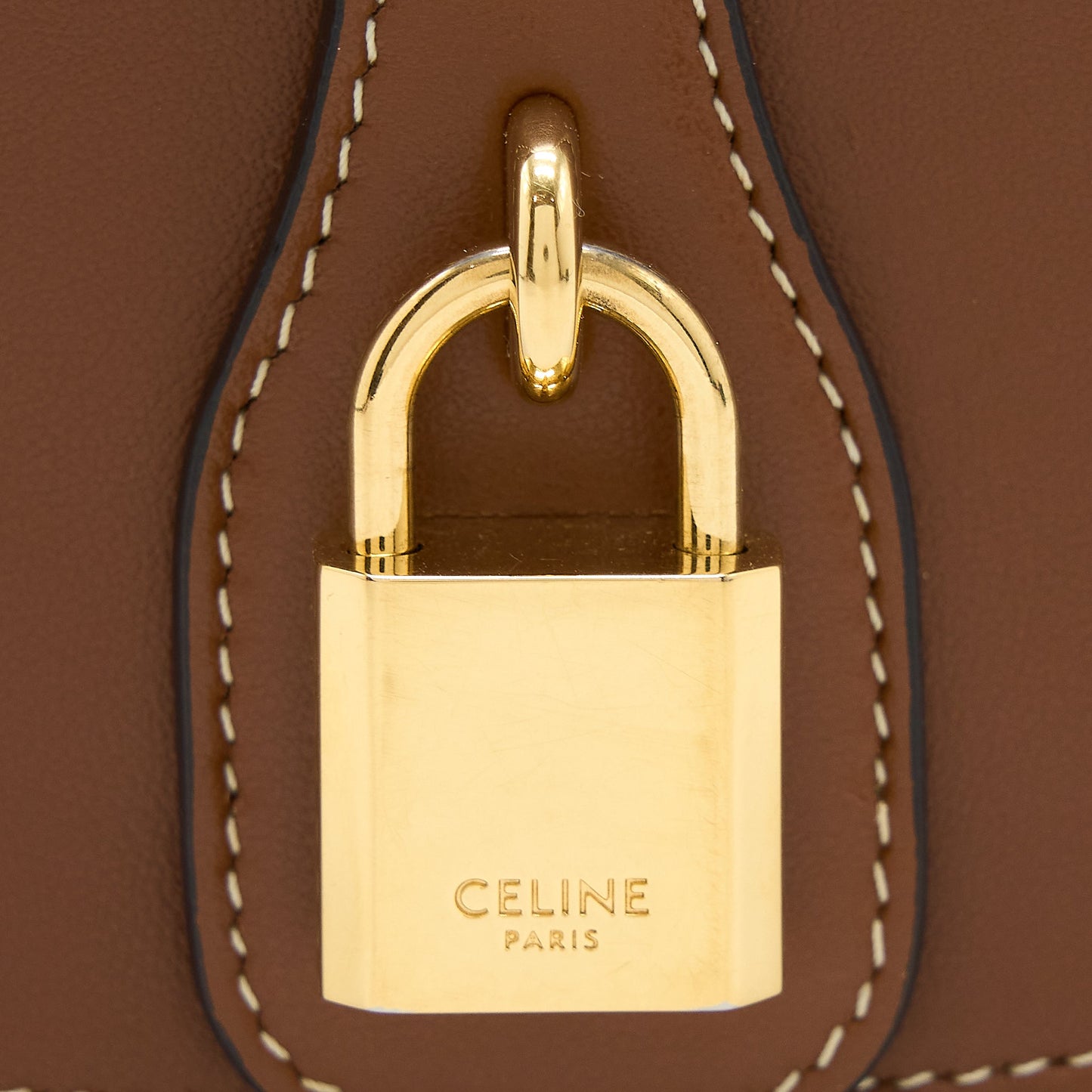 Celine Clutch On Strap Calfskin Tan GHW
