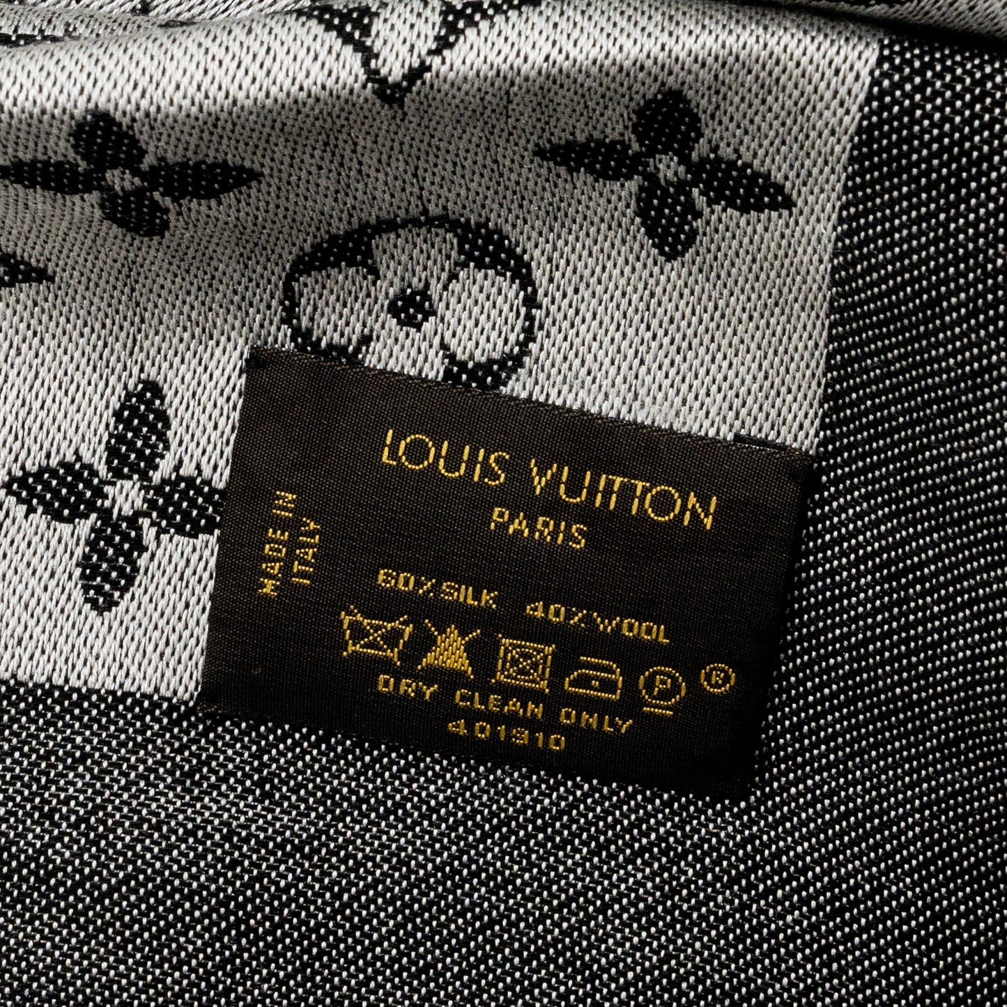 Louis Vuitton Monogram Scarf Silk/Wool Black/Grey